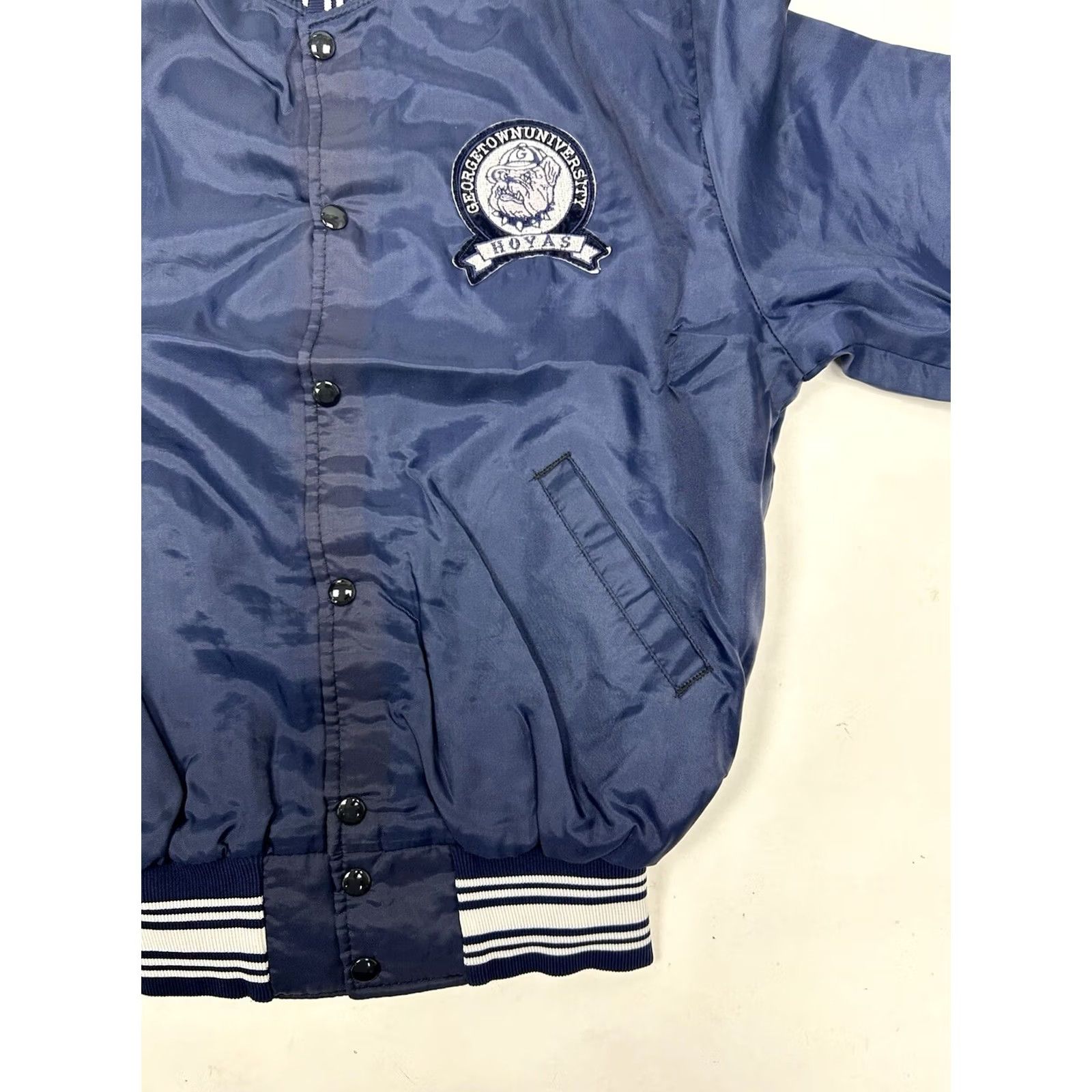 Salem Sportswear VINTAGE Gem Sportswear Georgetown Hoyas Bomber Jacket M Blue Embroidered Snaps 70s 80s Mens Size US M / EU 48-50 / 2 - 5 Thumbnail