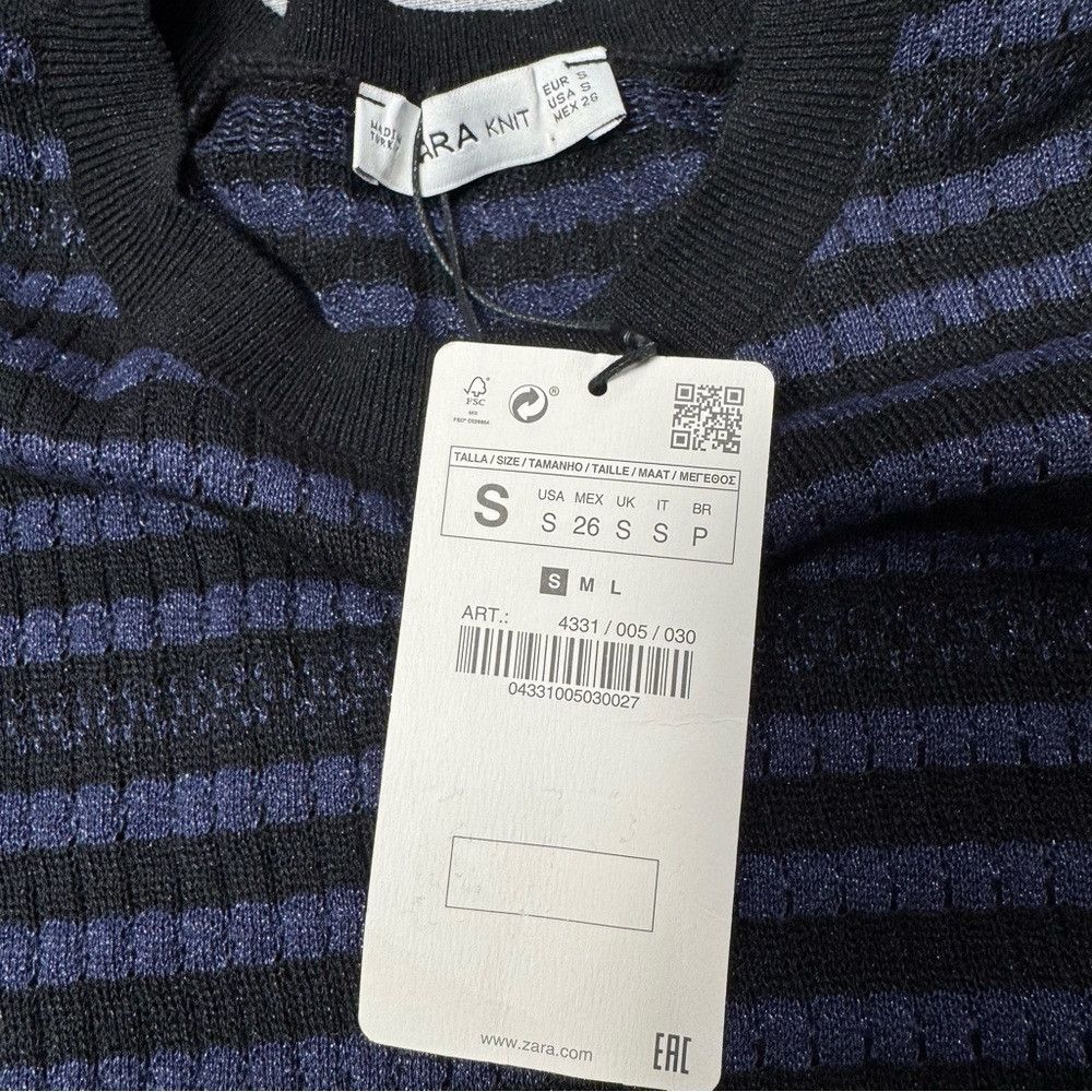 Zara NWT New Zara Striped Knit Viscose Short Sleeve Dress Size S Size S / US 4 / IT 40 - 7 Thumbnail