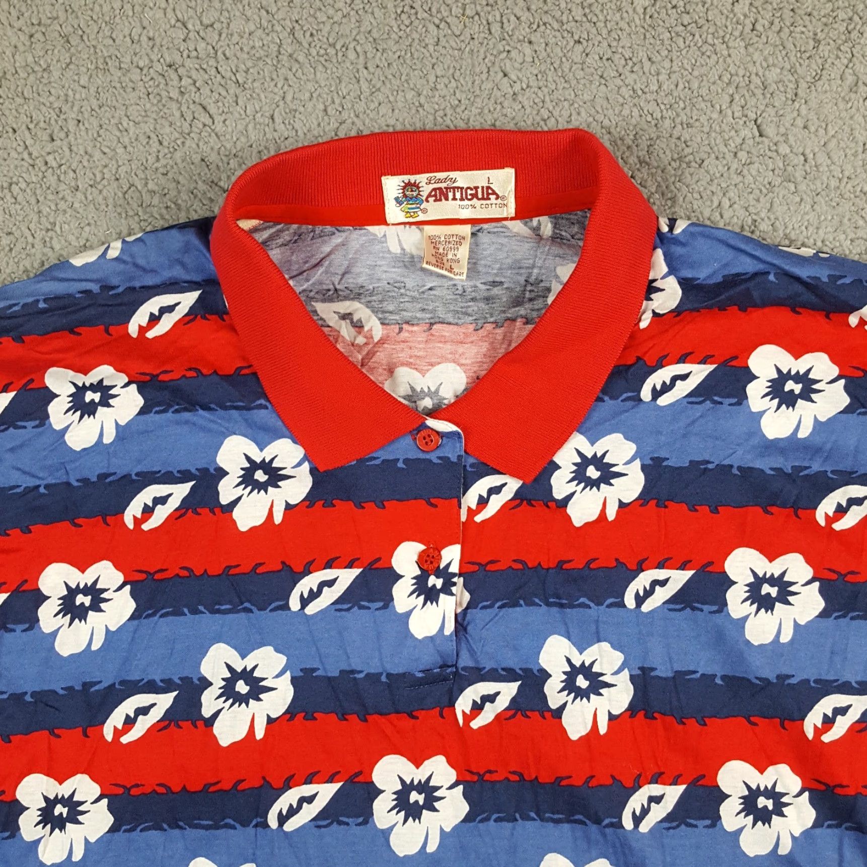 Vintage Vintage Antigua Polo Shirt Women Large Summer Beach Hawaiian 90s Tropical Cotton Size L / US 10 / IT 46 - 2 Thumbnail