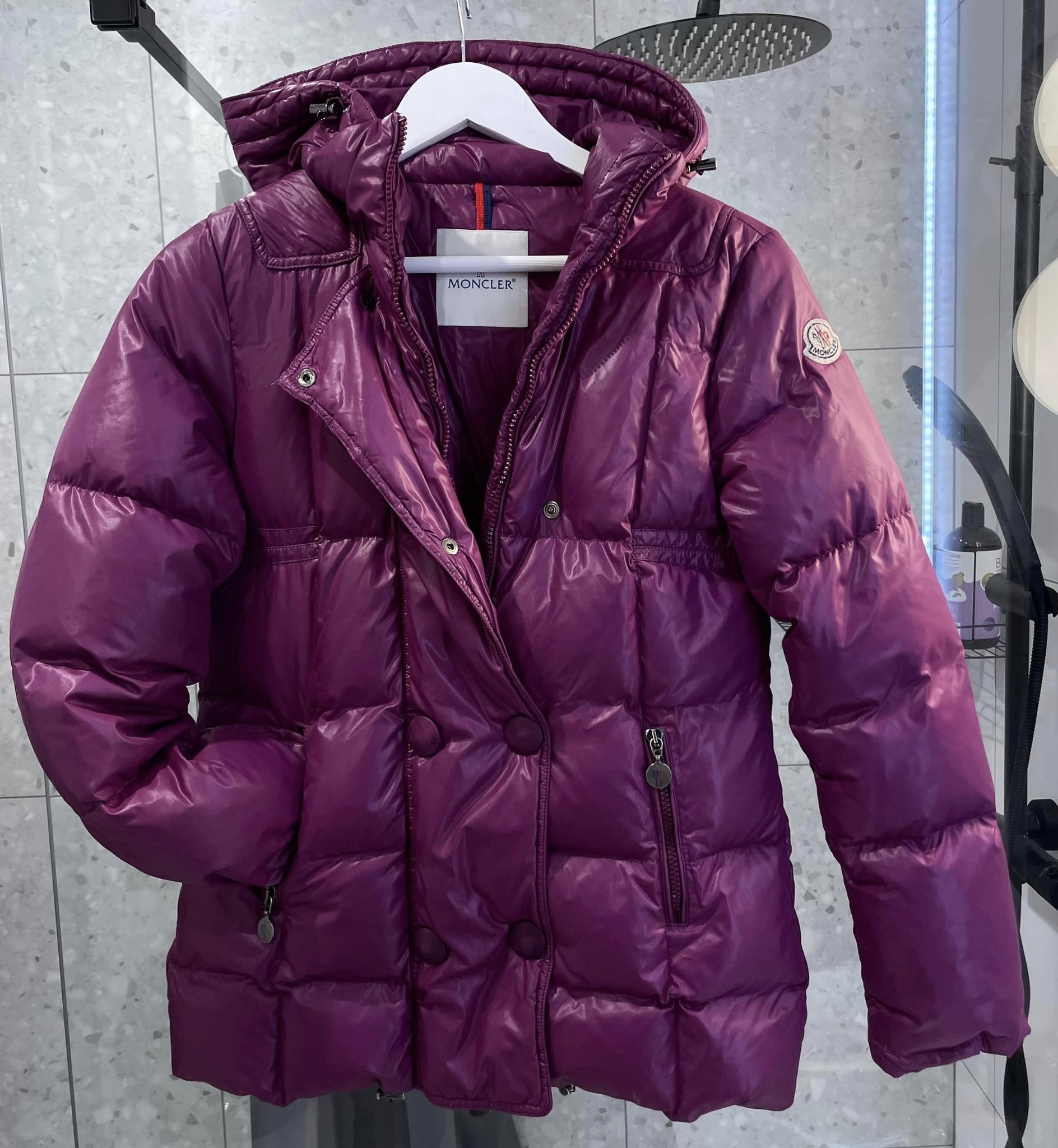 image of Moncler Women's Pink / Purple Down Puffer Hooded Jacket (Size Small)