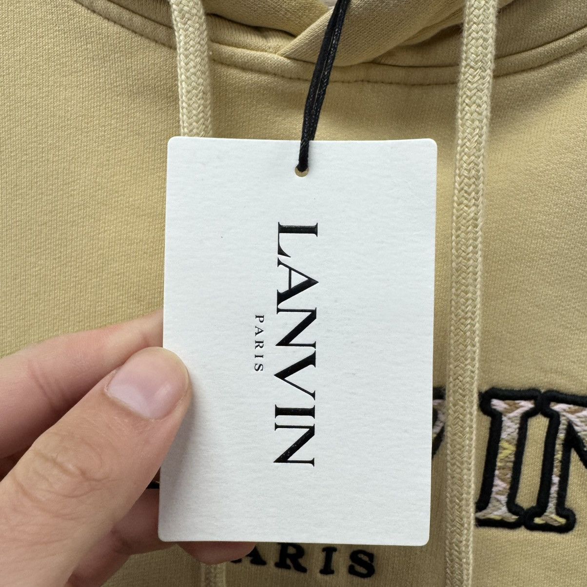 Lanvin Lanvin Logo Embroidered Drawstring Hoodie Sand Beige Size US L / EU 52-54 / 3 - 5 Thumbnail