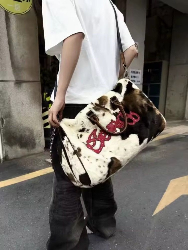 Other Plush Leopard Cow Winter Tote Bag Unisex Shoulder Bag Size ONE SIZE - 5 Thumbnail
