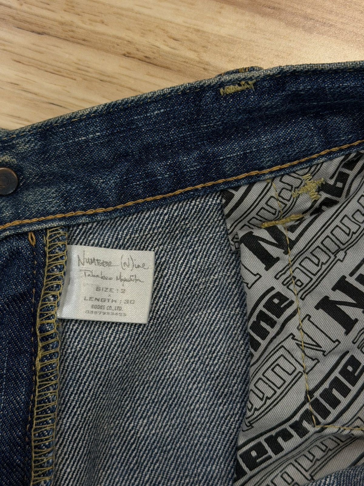 Number (N)ine AW03 Kurt Cobain Velvet Patch Denim Jeans 2 Size US 31 - 6 Thumbnail