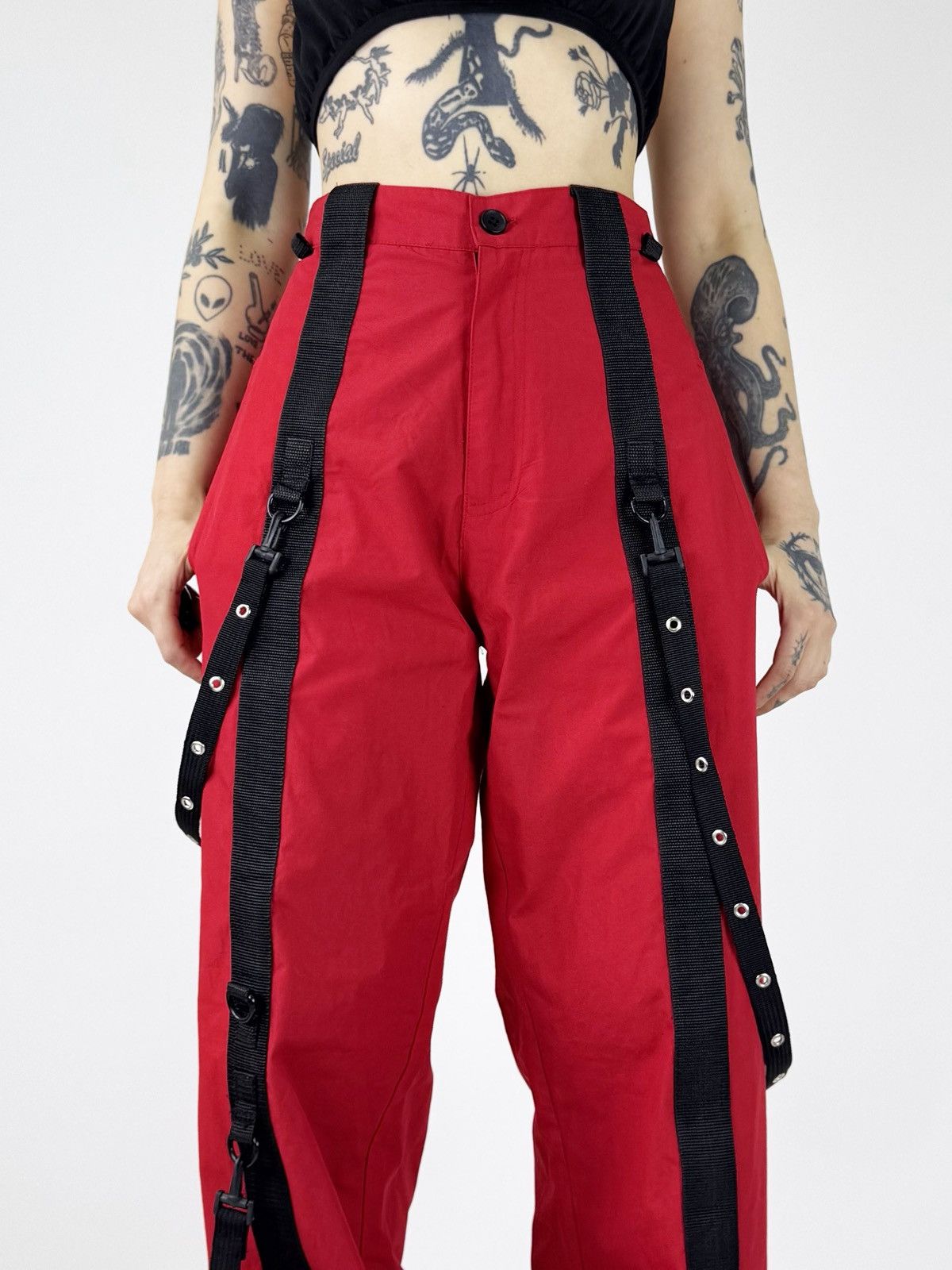 Designer Punk goth tripp nyc style pants with straps Size US 29 - 11 Thumbnail