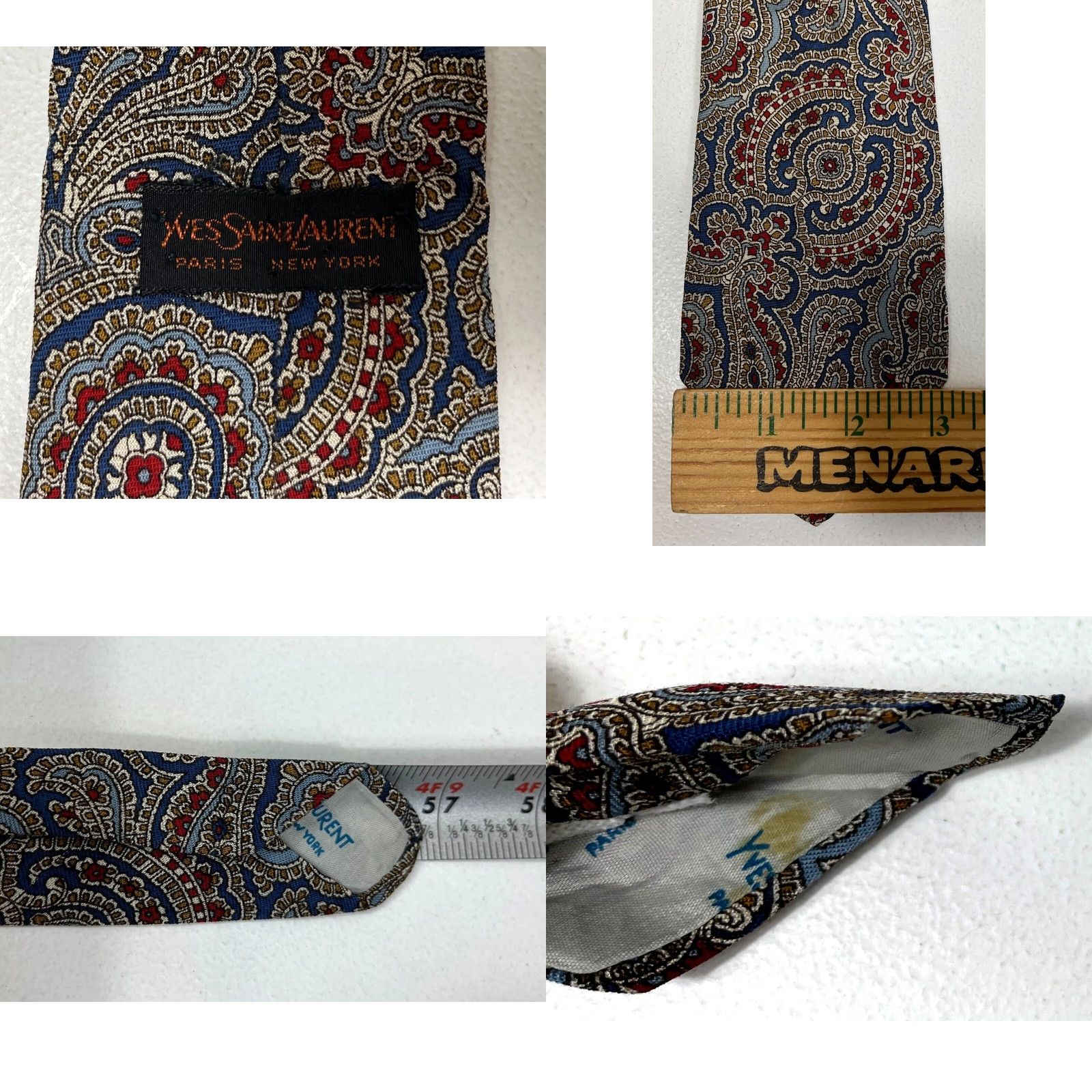 Yves Saint Laurent Yves Saint Laurent Men's Vintage Luxury Silk Tie Paisley Size ONE SIZE - 8 Thumbnail