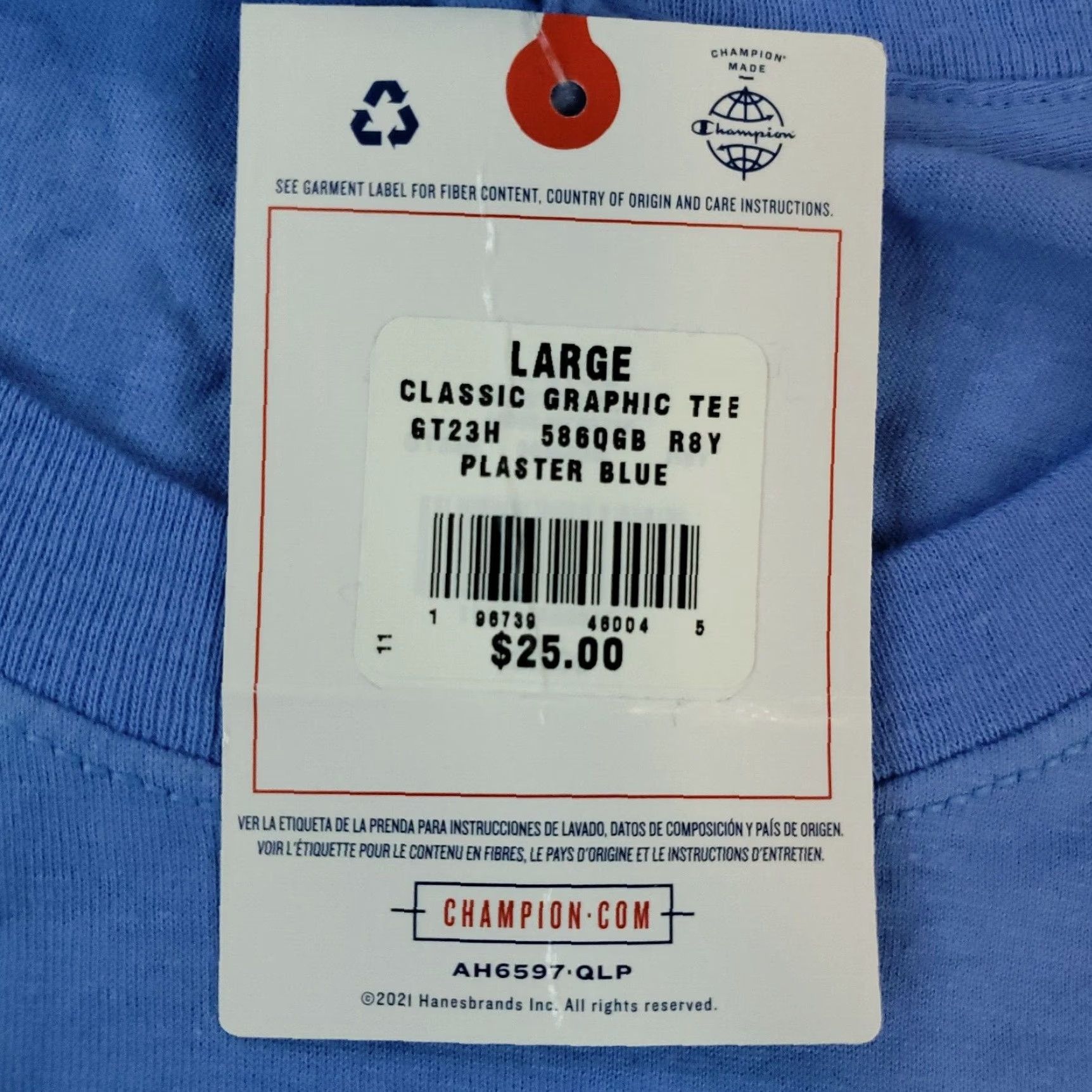 Champion Champion T-shirt Mens Large Blue Crew Neck Short Sleeve Spell Out Graphic Size US L / EU 52-54 / 3 - 6 Thumbnail