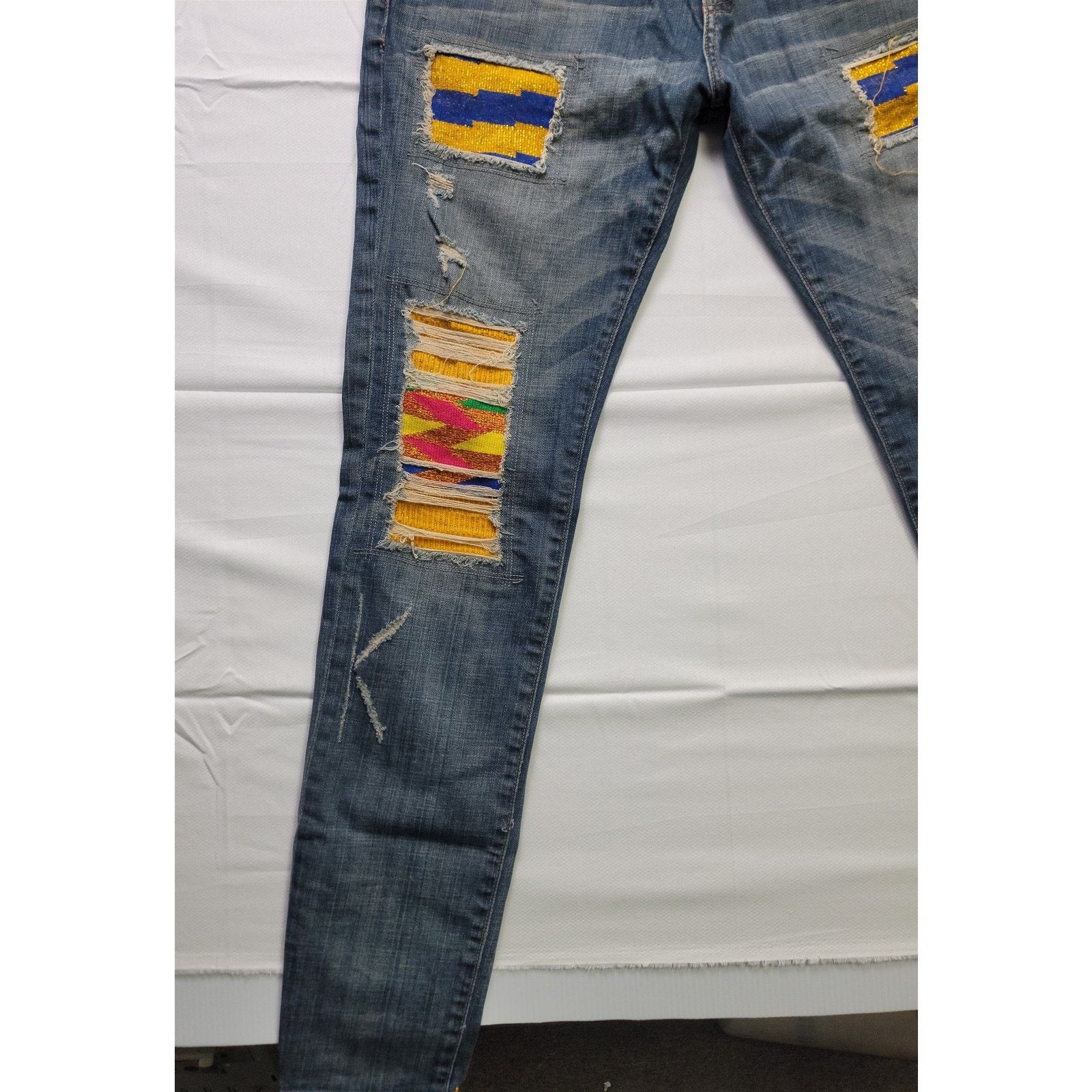 Other Kumi Kente Multicolor & Blue Distressed Jeans Size 36/34 Size US 36 / EU 52 - 3 Thumbnail