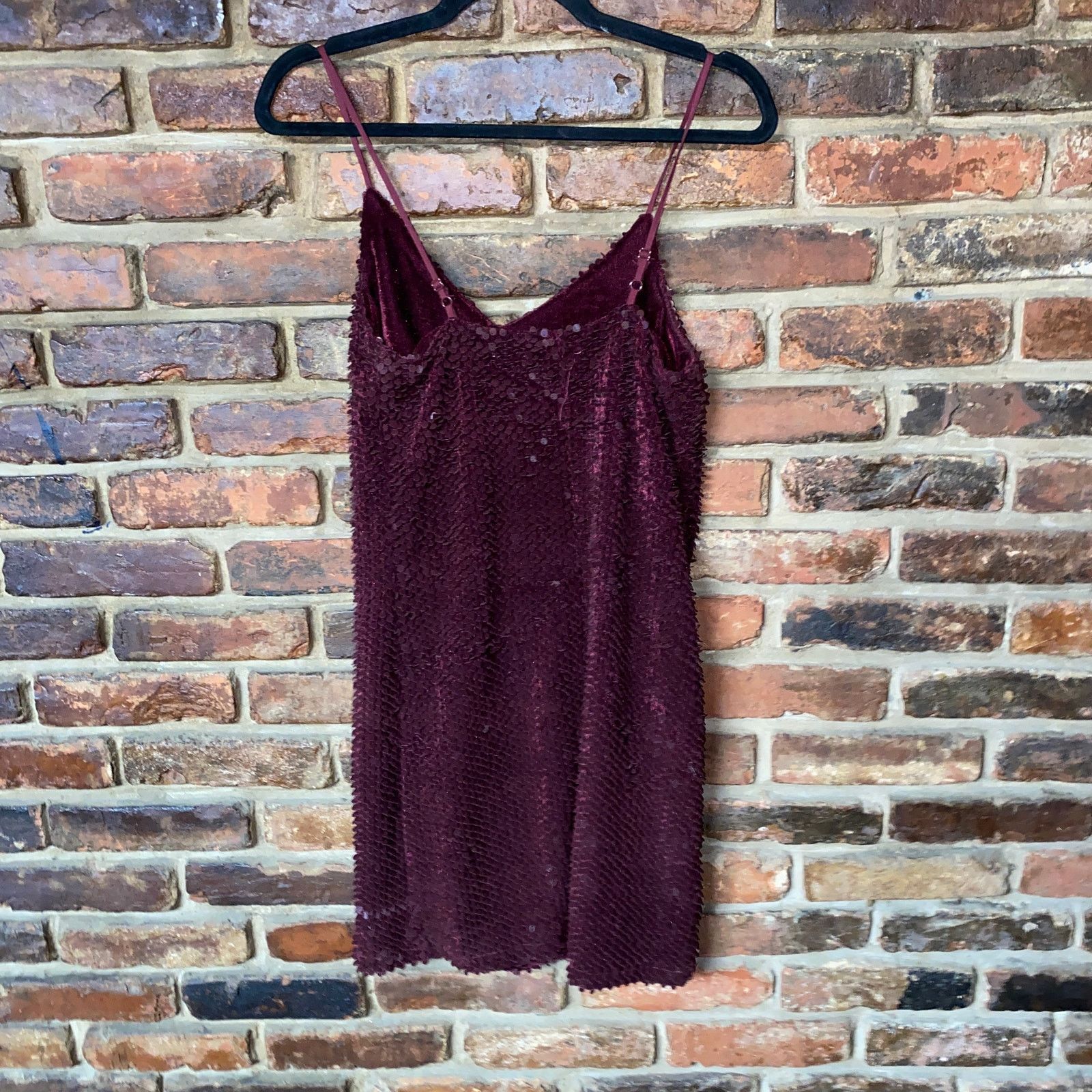 Other DO+BE Burgundy Velvet Sequined Mini Tank Slip Dress Small Size S / US 4 / IT 40 - 7 Thumbnail