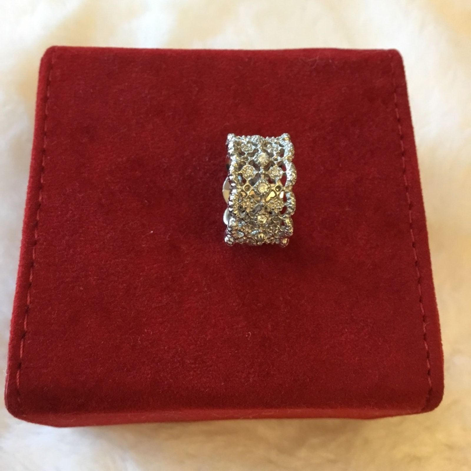 Other Sterling Silver Elegant Three-Row Crystal Ring Size ONE SIZE - 5 Thumbnail