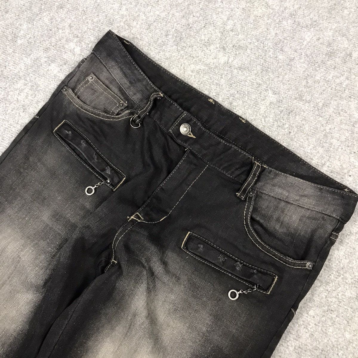 If Six Was Nine × PPFM × Tornado Mart 🔥PPFM BLACK PUNK JAPAN BIKER STYLE DENIM PANTS Size US 32 / EU 48 - 6 Thumbnail
