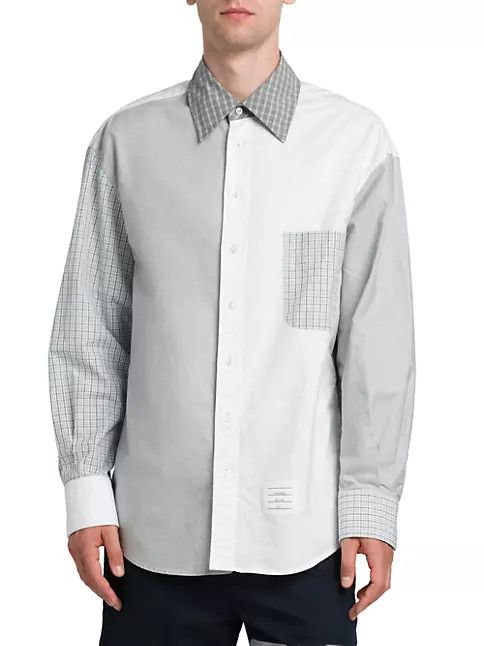 Thom Browne os11x0724 Fun Mix Oversized Button-Front Shirt White/Grey Size US XL / EU 56 / 4 - 2 Thumbnail
