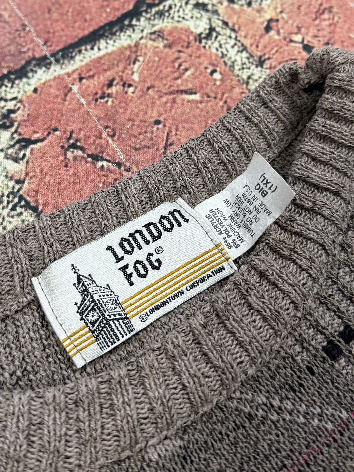 London Fog Vintage London Fog Textured Abstract Knit Grandpa Sweater Size US XXL / EU 58 / 5 - 7 Thumbnail