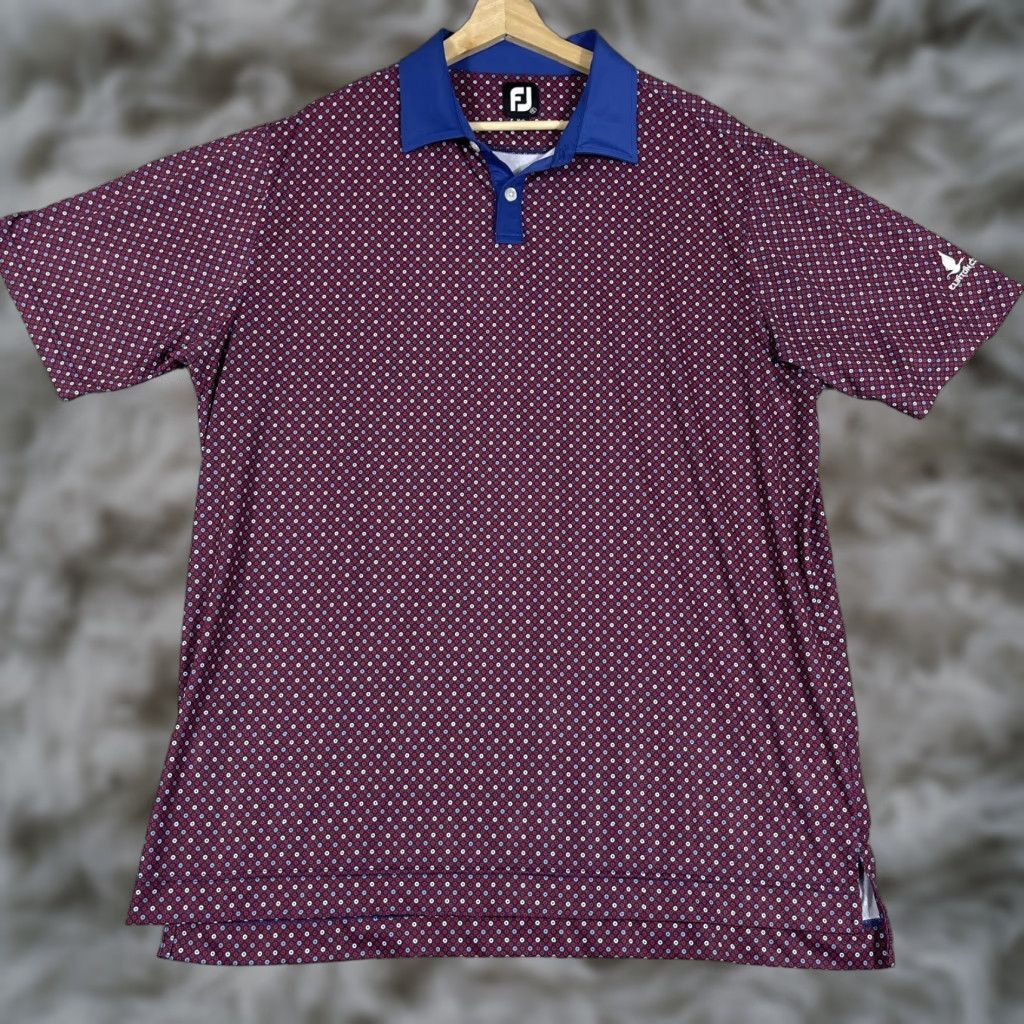 Footjoy FootJoy Polo Shirt Mens XL Circle Print FootJoy Lisle Floral Performance Clinton CC Polo Short Sleeve Multicolor Jungle Leaf Print Lisle Golf Men XL Size US XL / EU 56 / 4 - 1 Thumbnail