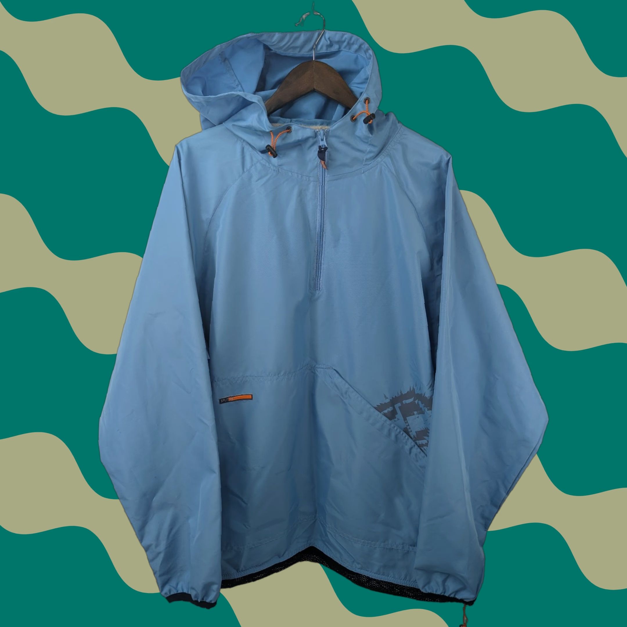 Vintage Vintage Split Windbreaker Jacket Front Pouch Men's XL Blue Size US XL / EU 56 / 4 - 1 Thumbnail