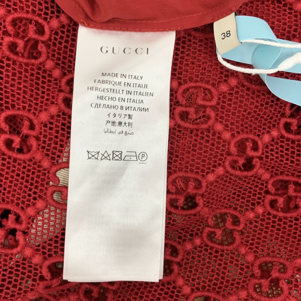 Gucci Gucci Red All-over Logo V-neck Long Sleeve Dress K26WX Size XS / US 0-2 / IT 36-38 - 9 Thumbnail