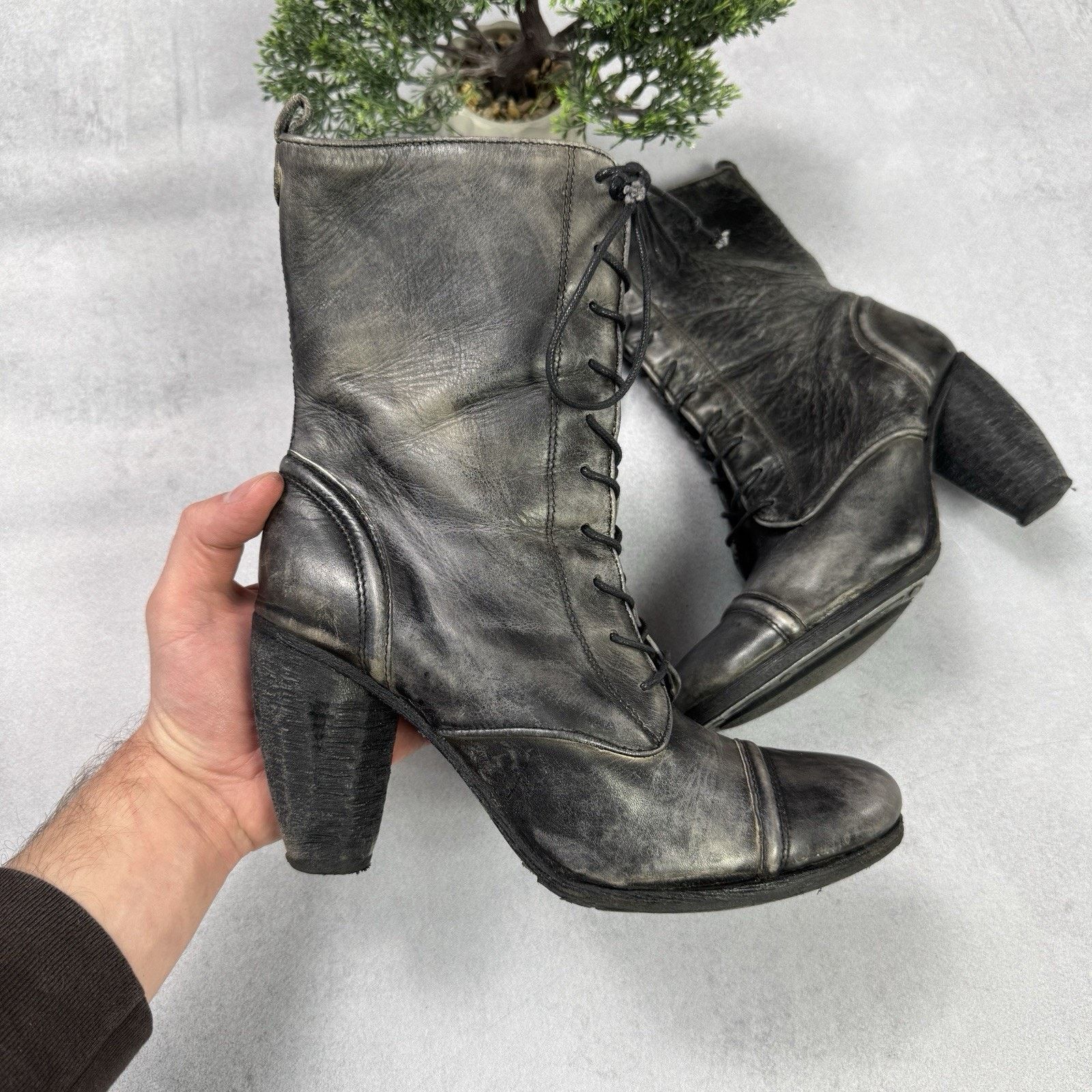 Allsaints All Saints Amarante Heel Distressed Leather Boots 39 US9 Size US 9 / IT 39 - 1 Thumbnail
