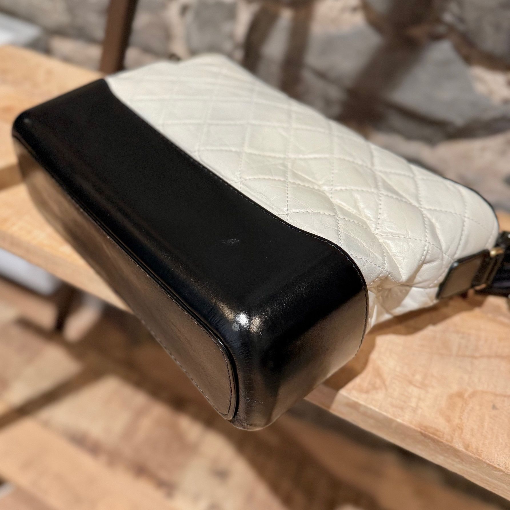 Chanel Chanel Ivory Black Lambskin Medium Gabrielle Hobo Bag Size ONE SIZE - 9 Thumbnail