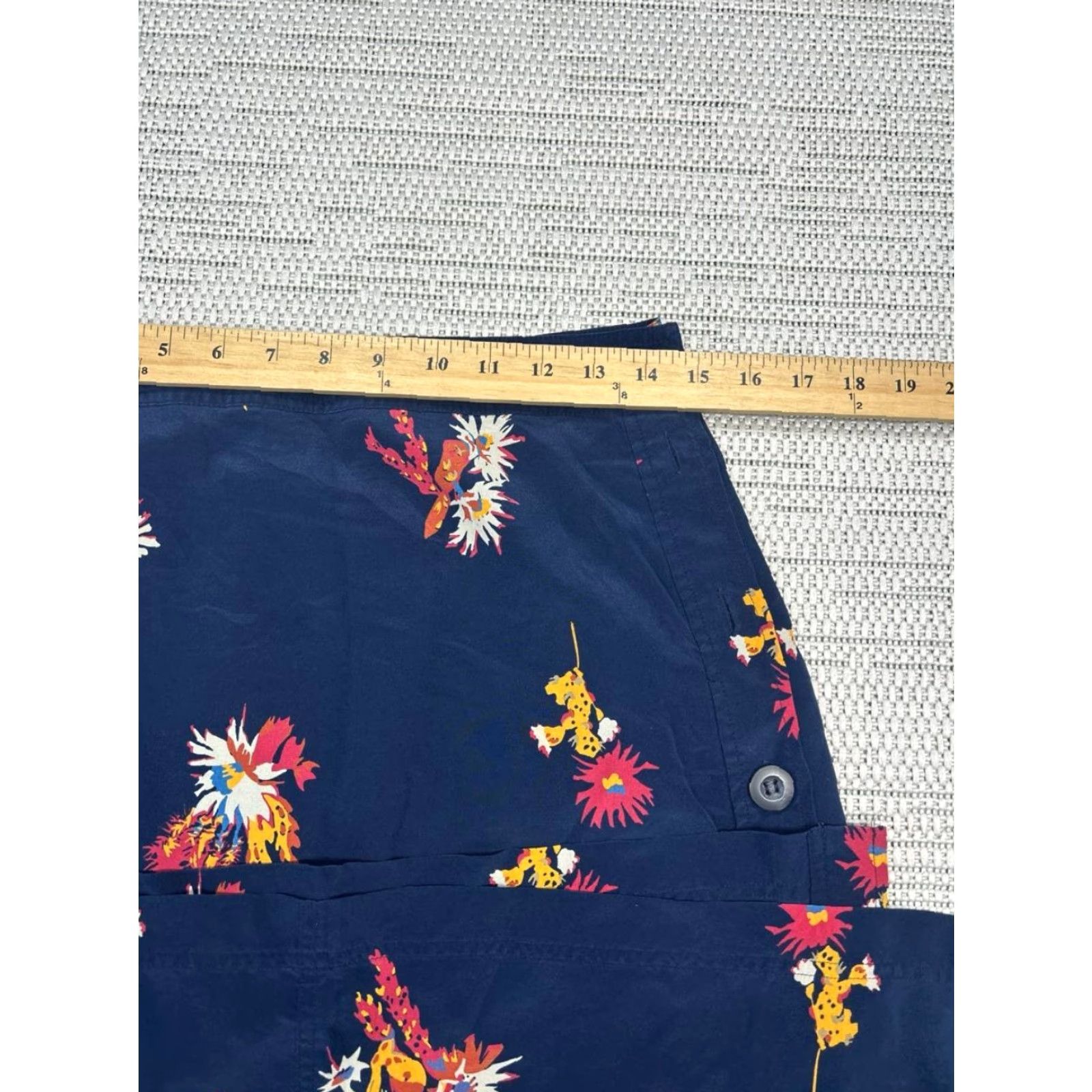 Madewell Madewell A-Line Skirt Womens 6 Blue Cactus Flower Print Lined Silk Side Button Midi Skirt Womens Size 28" / US 6 / IT 42 - 5 Thumbnail