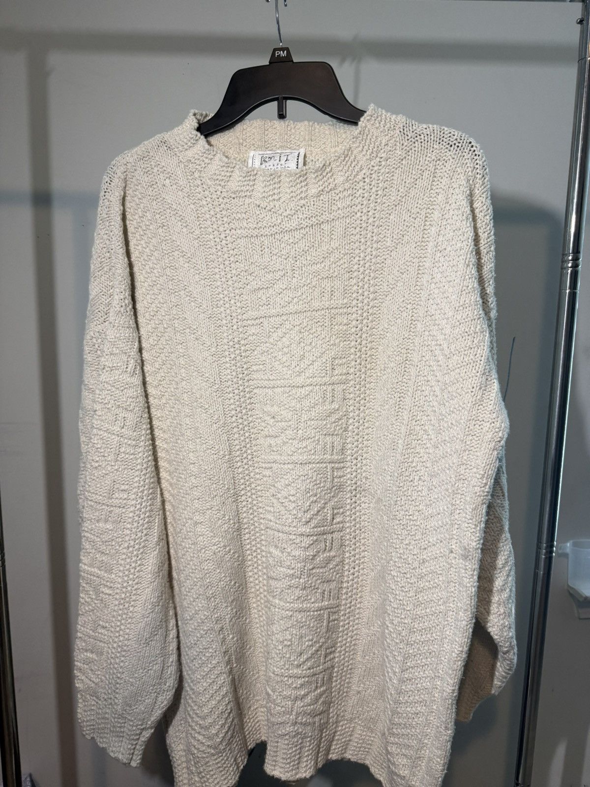 Vintage White Knit Sweater Size US XL / EU 56 / 4 - 1 Thumbnail