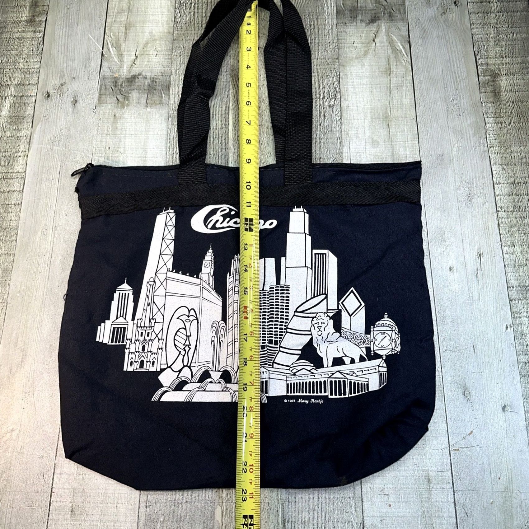 Vintage VINTAGE Chicago tote bag 1997 Mary Hartje Zipper Black Canvas Skyline Bag Womens/Mens Size ONE SIZE - 4 Thumbnail