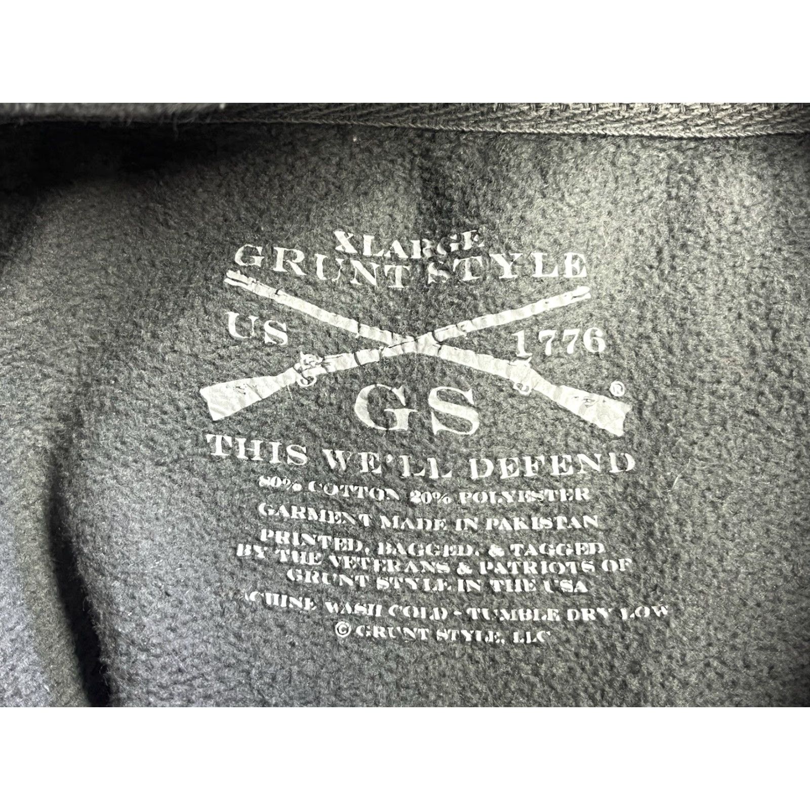 Vintage Grunt Style Hoodie XL Pullover Hooded Graphic Print Flag Gray Crew Neck Sweatshirt Men Size US XL / EU 56 / 4 - 5 Thumbnail
