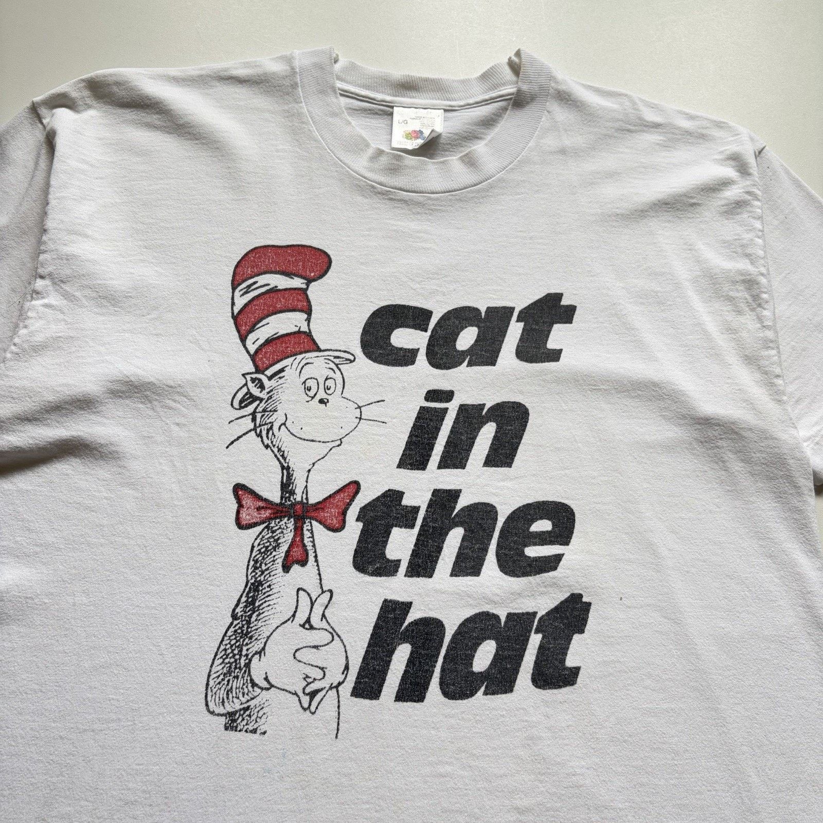 Fruit Of The Loom × Vintage Vintage 90s Dr. Seuss Cat In The Hat Shirt Large White Rare Size US L / EU 52-54 / 3 - 2 Thumbnail