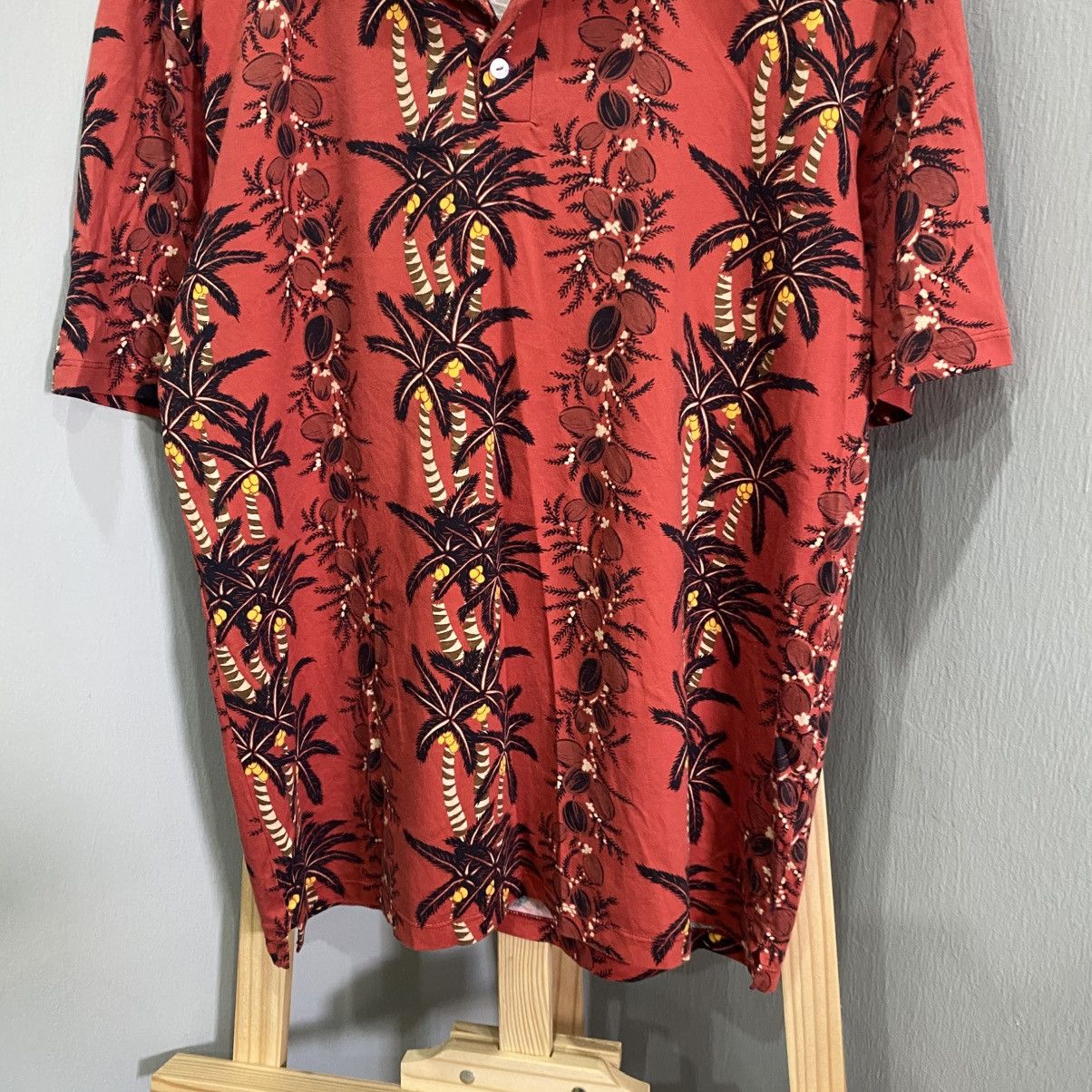 Zara Zara Man Red Tropical Palm Tree Hawaiian Polo Shirt Size US XL / EU 56 / 4 - 4 Thumbnail