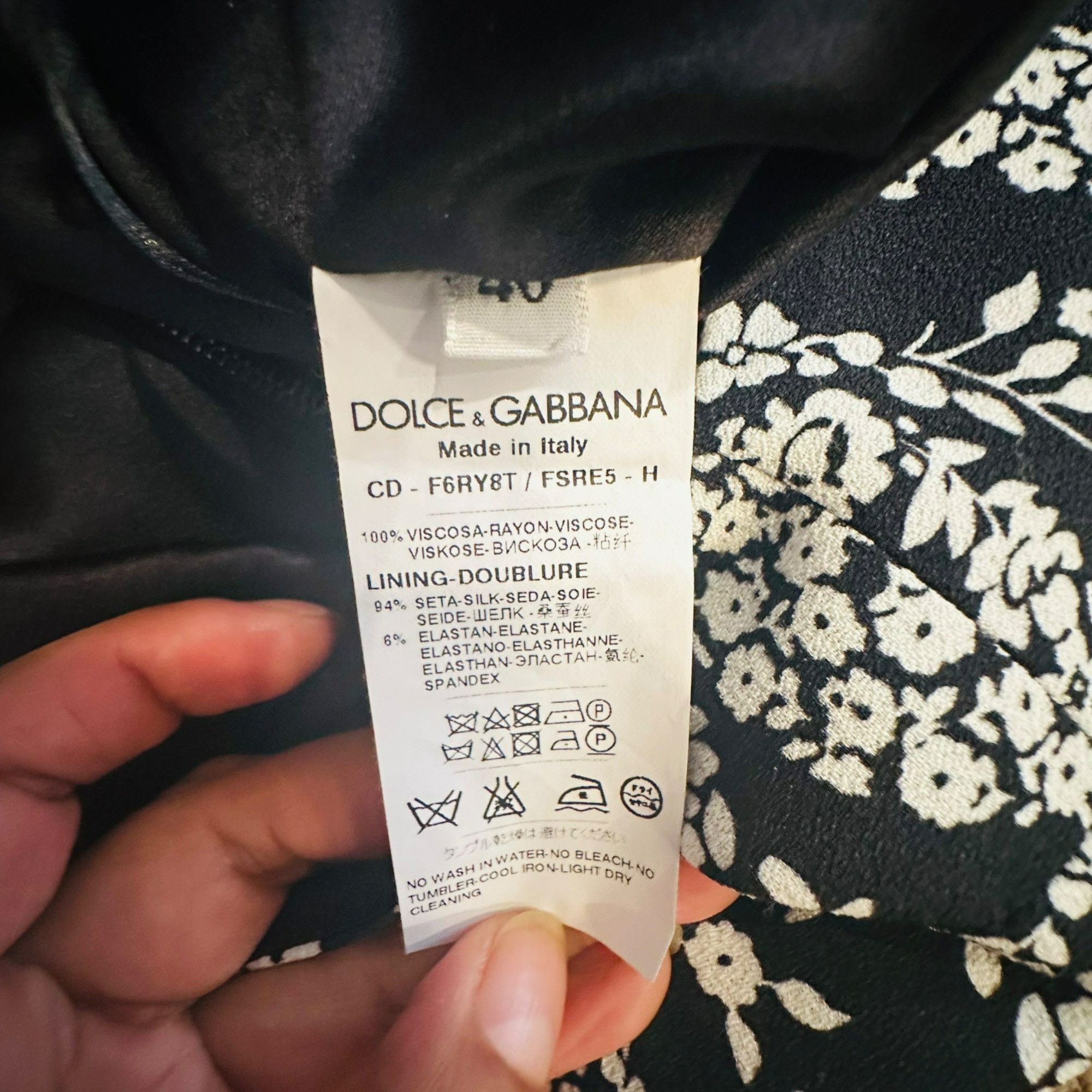 Dolce & Gabbana ✨Dolce & Gabanna Black Printed Midi Dress with Floral Sz 40 Size S / US 4 / IT 40 - 5 Thumbnail