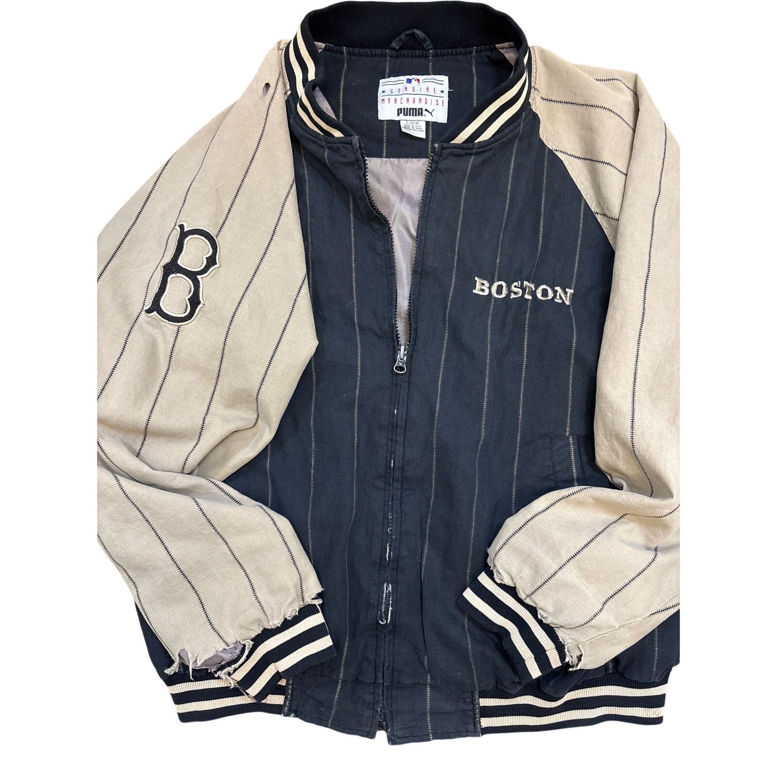 MLB Y2K Boston Red Sox Puma MLB 2001 jacket thrashed Large Size US L / EU 52-54 / 3 - 2 Thumbnail
