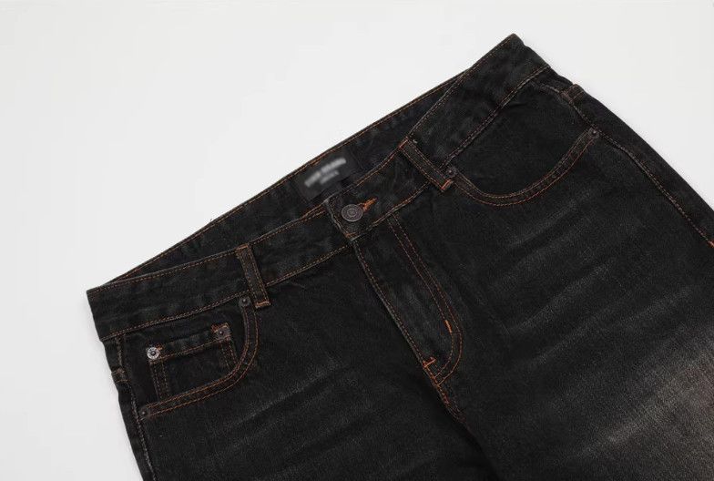Japanese Brand Men's hippie loose color-blocked washed flared jeans Size US 32 / EU 48 - 3 Thumbnail