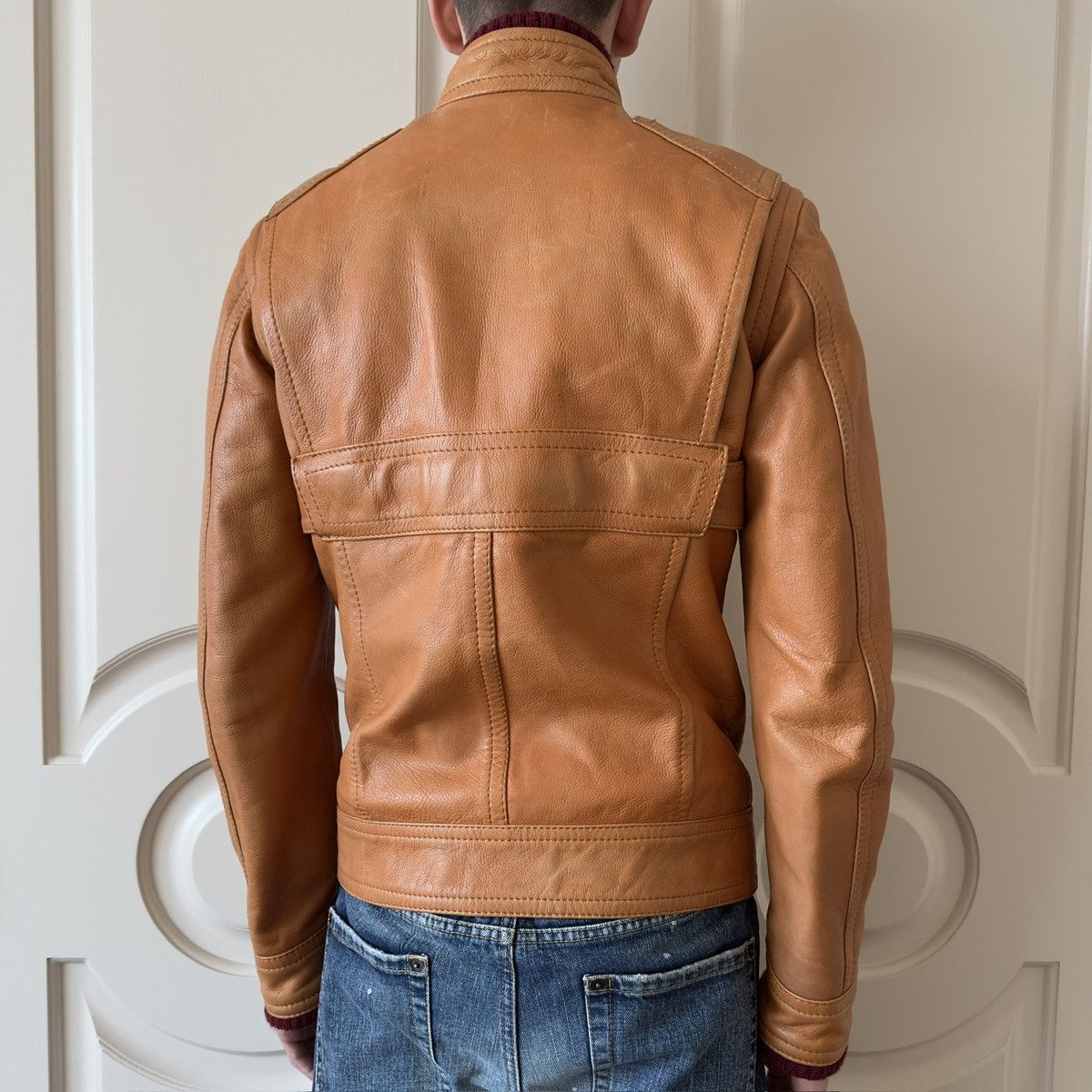 Dsquared2 Dsquared2 F/W 2005 Orange Cafe Racer Leather Jacket Size US M / EU 48-50 / 2 - 3 Thumbnail