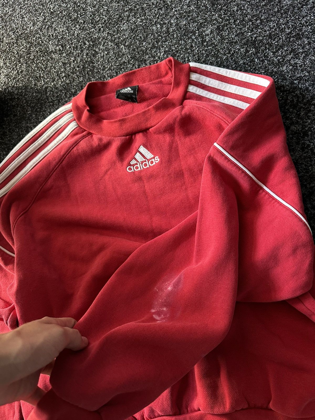 Adidas × Vintage ❗️Vintage 90s Adidas Red CENTRAL LOGO Sweatshirt Y2K sk8 Size US L / EU 52-54 / 3 - 6 Thumbnail