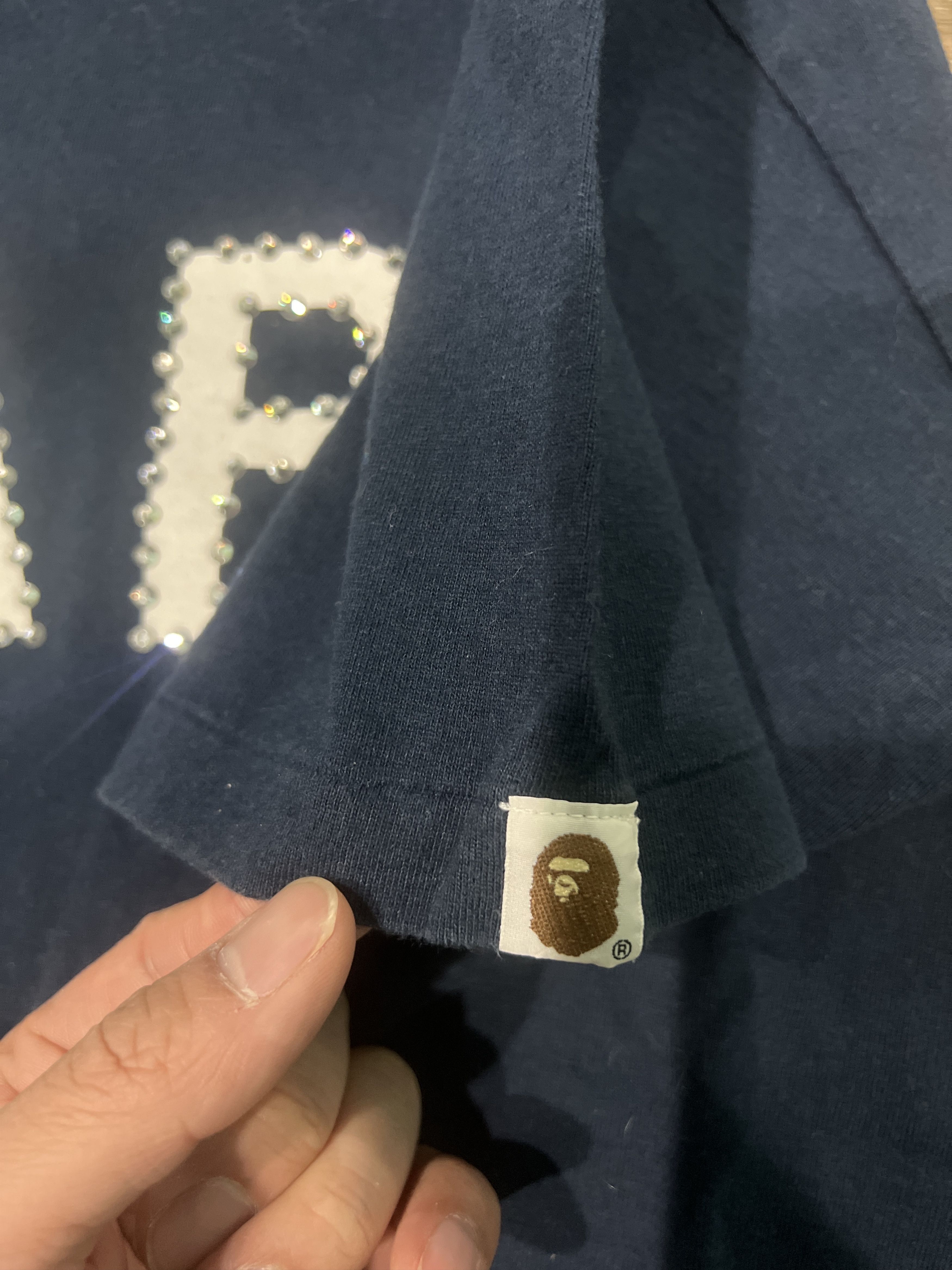 Bape Bathing Ape Bape Navy Swarovski Crystal T-Shirt L Size US L / EU 52-54 / 3 - 4 Thumbnail
