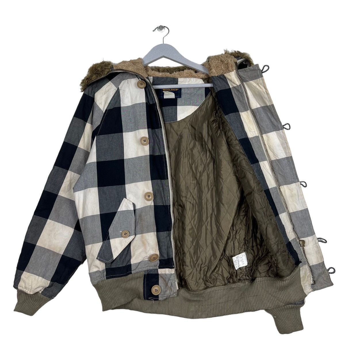 Vintage 🔥 VINTAGE WOOLRICH CHECKER FAUX FUR TRIM BOMBER JACKET Size US M / EU 48-50 / 2 - 10 Thumbnail