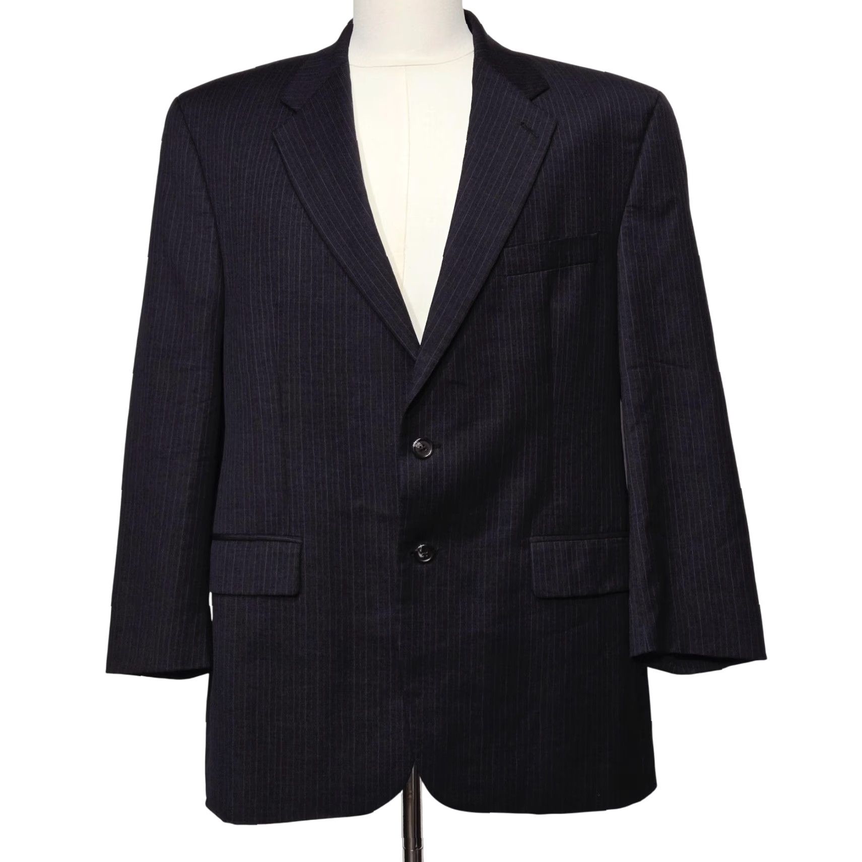 Chaps VINTAGE Chaps Ralph Lauren Blazer Mens Large Gray Pinstripe 2 Button Sport Coat Size 44R - 2 Thumbnail