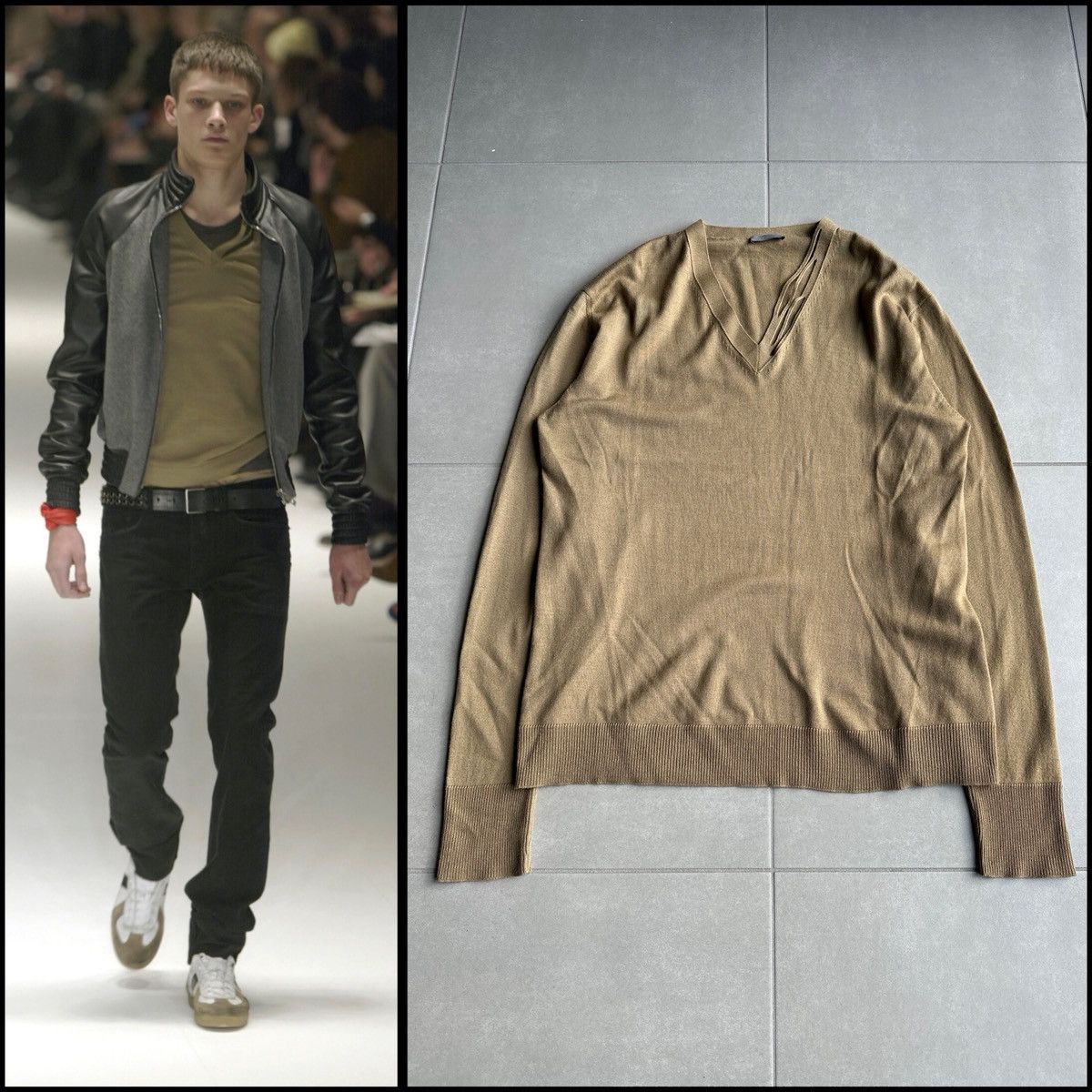Dior × Hedi Slimane Dior Homme AW04 “VOTC” runway slashed v-neck