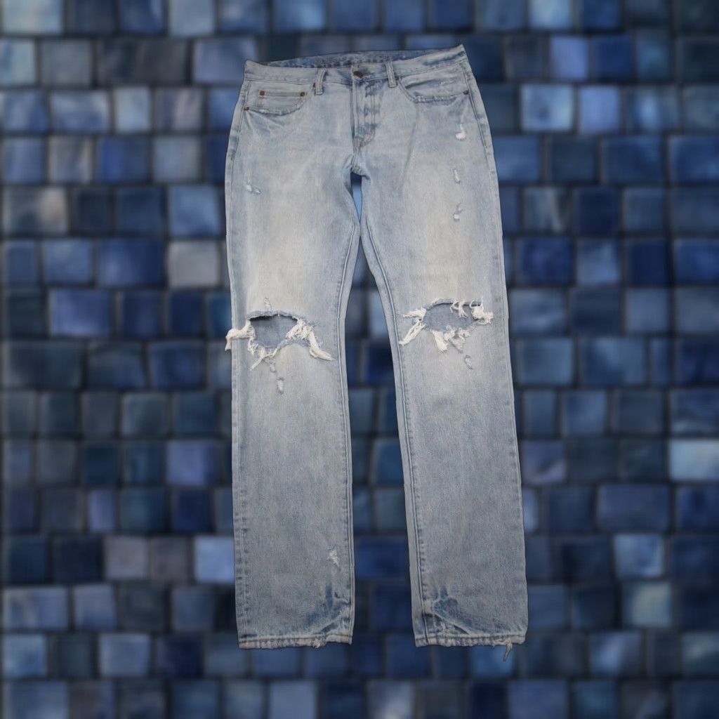 American Eagle Outfitters American Eagle Outfitters Jeans Men Slim Straight Distressed 32x32 Blue Denim Cotton 5-Pocket Logo Inseam 32 Regular Size 32 Vintage: No Size US 32 / EU 48 - 1 Thumbnail