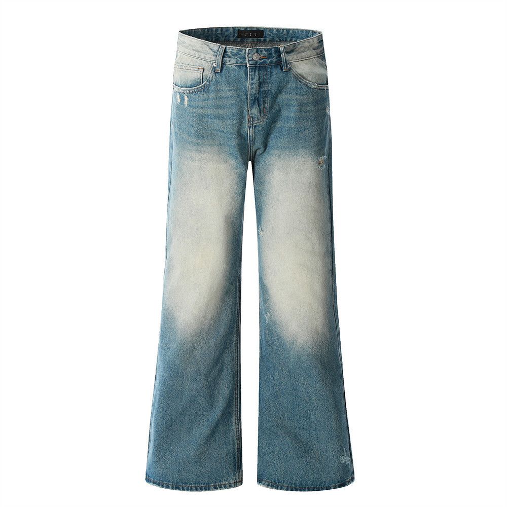 Japanese Brand × Jean Men's distressed loose flared punk washed contrast jeans Size US 32 / EU 48 - 1 Thumbnail