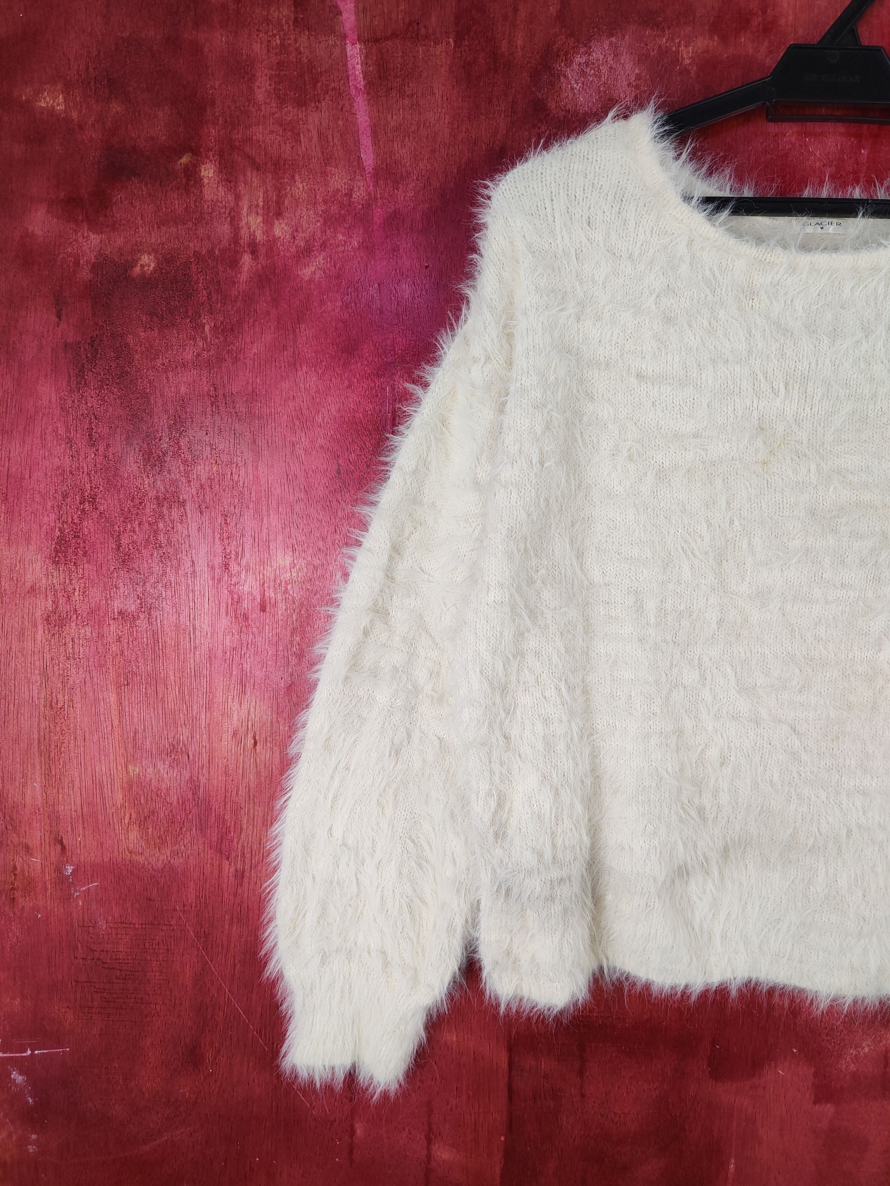 Japanese Brand Glacier Cream Shag Shaggy Fur Mohair Knitwear #S1988 Size S / US 4 / IT 40 - 3 Thumbnail