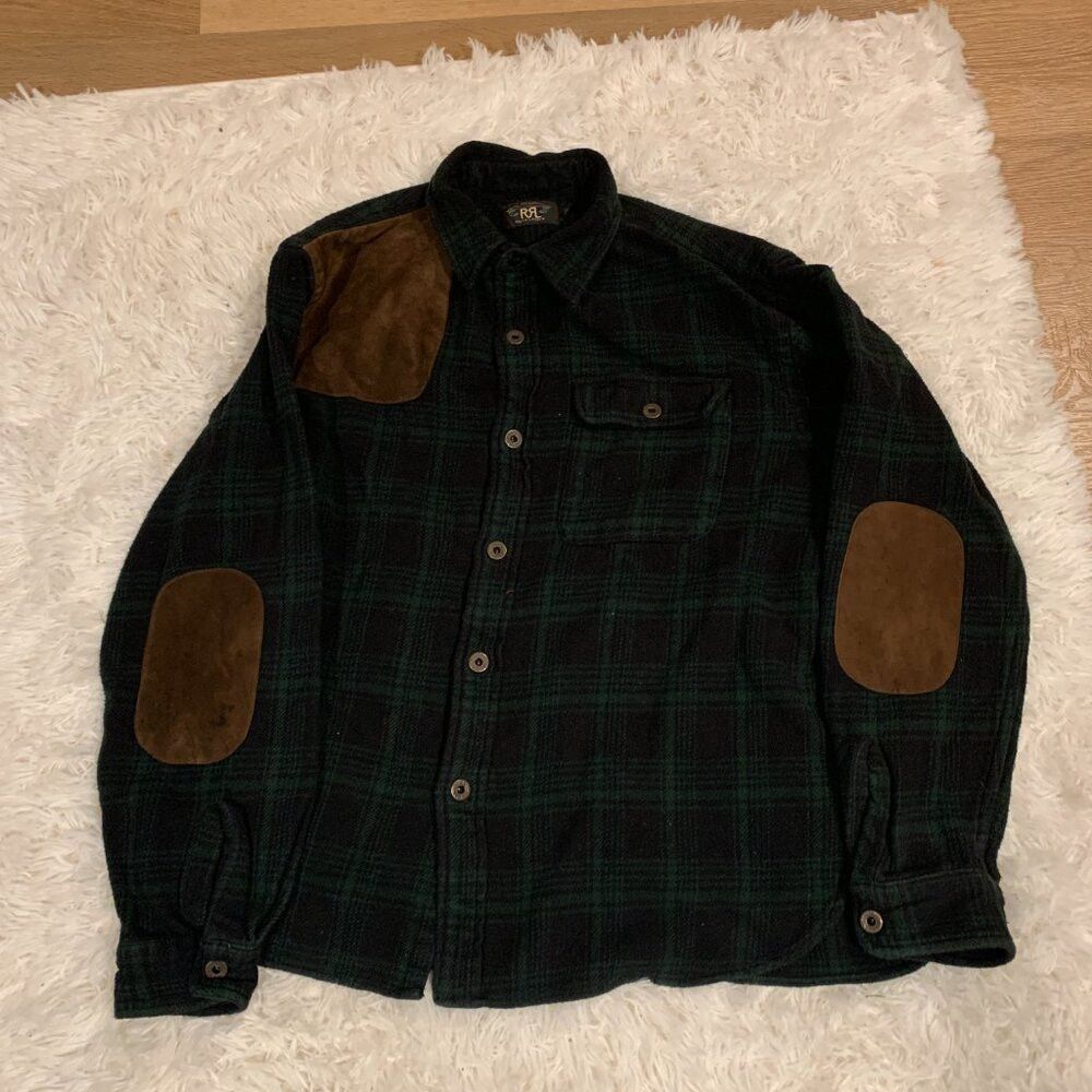 RRL Ralph Lauren RRL Ralph Lauren Flannel Shirt XL Checkered Stripe Green We Size US XL / EU 56 / 4 - 3 Thumbnail