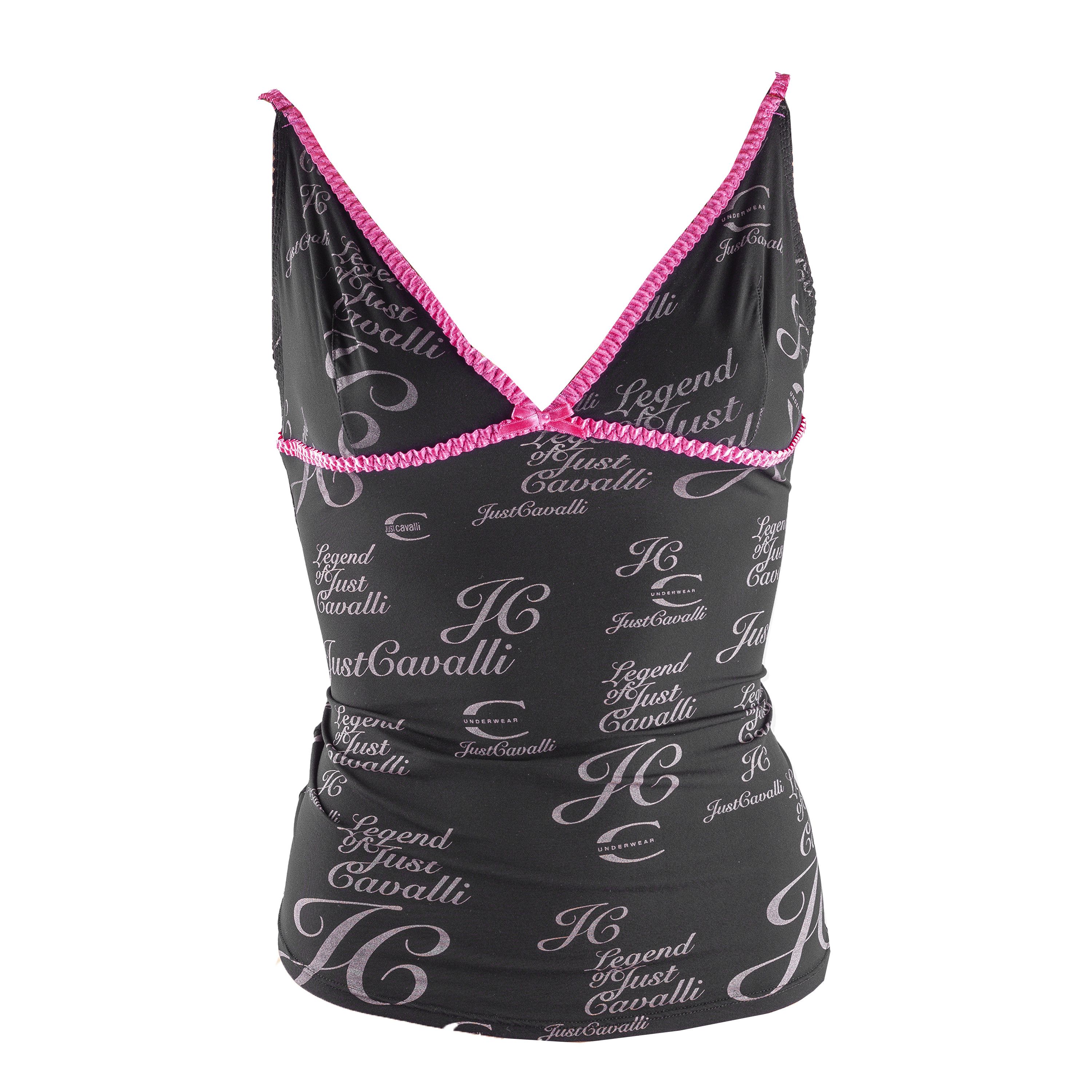 Just Cavalli Just Cavalli Vintage Underwear Black V Neck Top (L) Size L / US 10 / IT 46 - 2 Thumbnail
