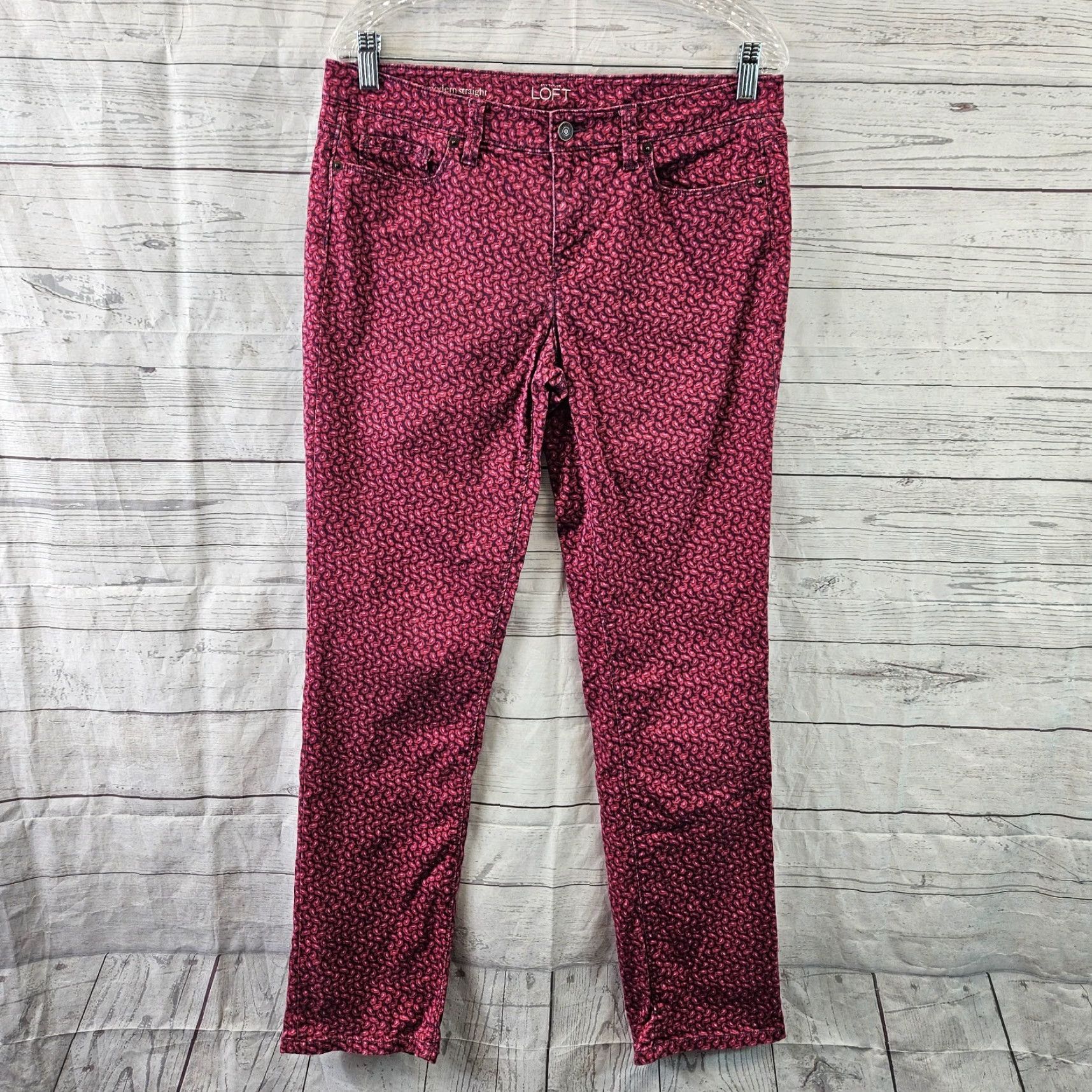 Loft LOFT Jeans Womens Modern Straight Paisley Purple Pink 8 Denim Cotton Blend Inseam 31 in Rise 8.5 in N/A Size 30" / US 8 / IT 44 - 2 Thumbnail