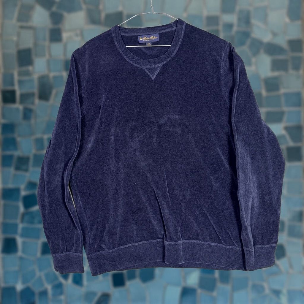 Brooks Brothers Brooks Brothers Sweatshirt Mens 2XL XXL Crewneck Pullover Fleece Suede Sweater Blue Cotton Polyester Fabric Fleece Regular Knit Pullover Mens Size US XXL / EU 58 / 5 - 1 Thumbnail