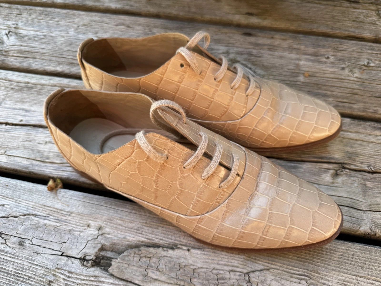 Alexander Wang 2014 Ingrid Lace Up Oxford Almond Croc Shoes Size US 9 / IT 39 - 3 Thumbnail