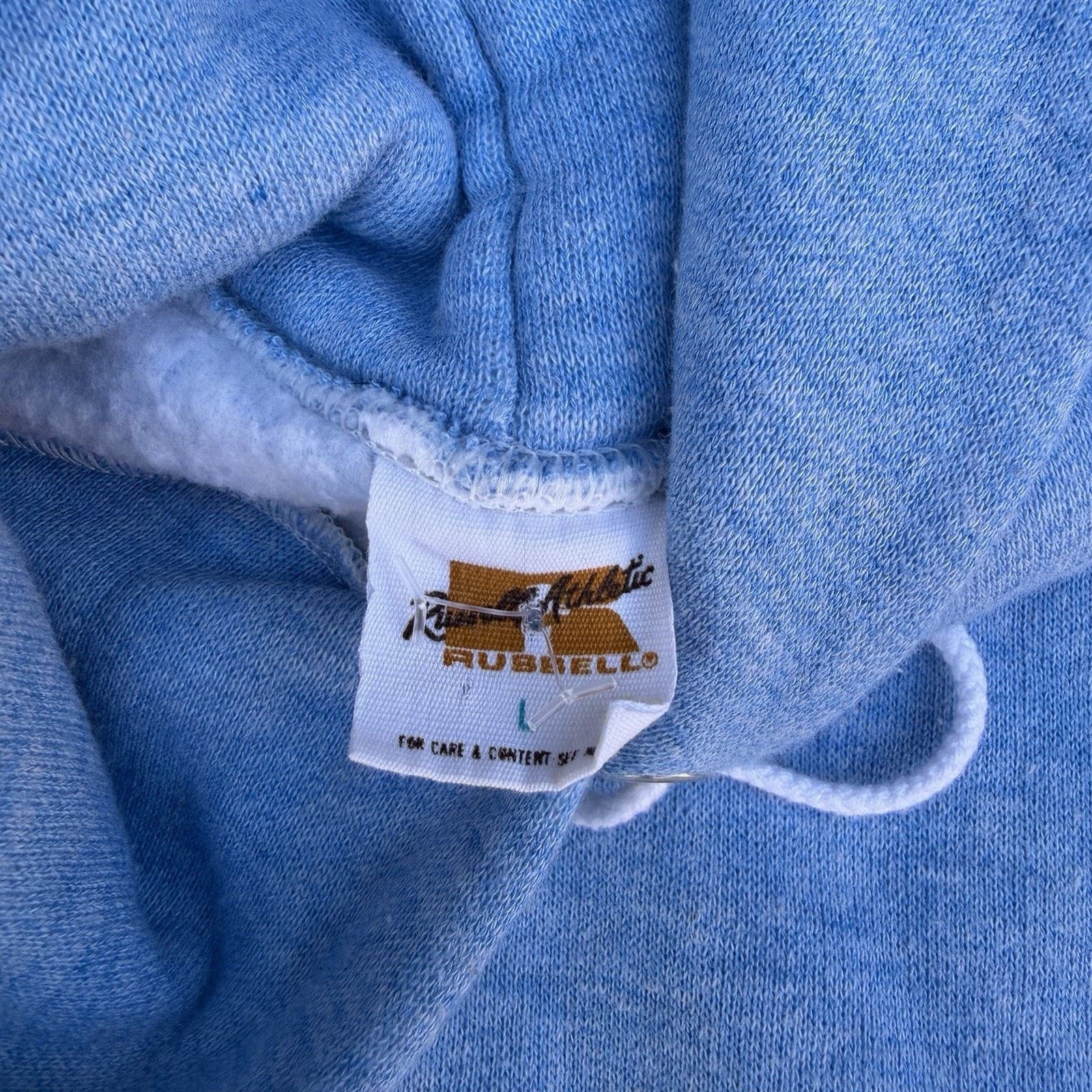 Hypebeast × Russell Athletic × Vintage Vintage 70s Russell Athletic Blue Hoodie Sz L Made In USA Size US L / EU 52-54 / 3 - 3 Thumbnail