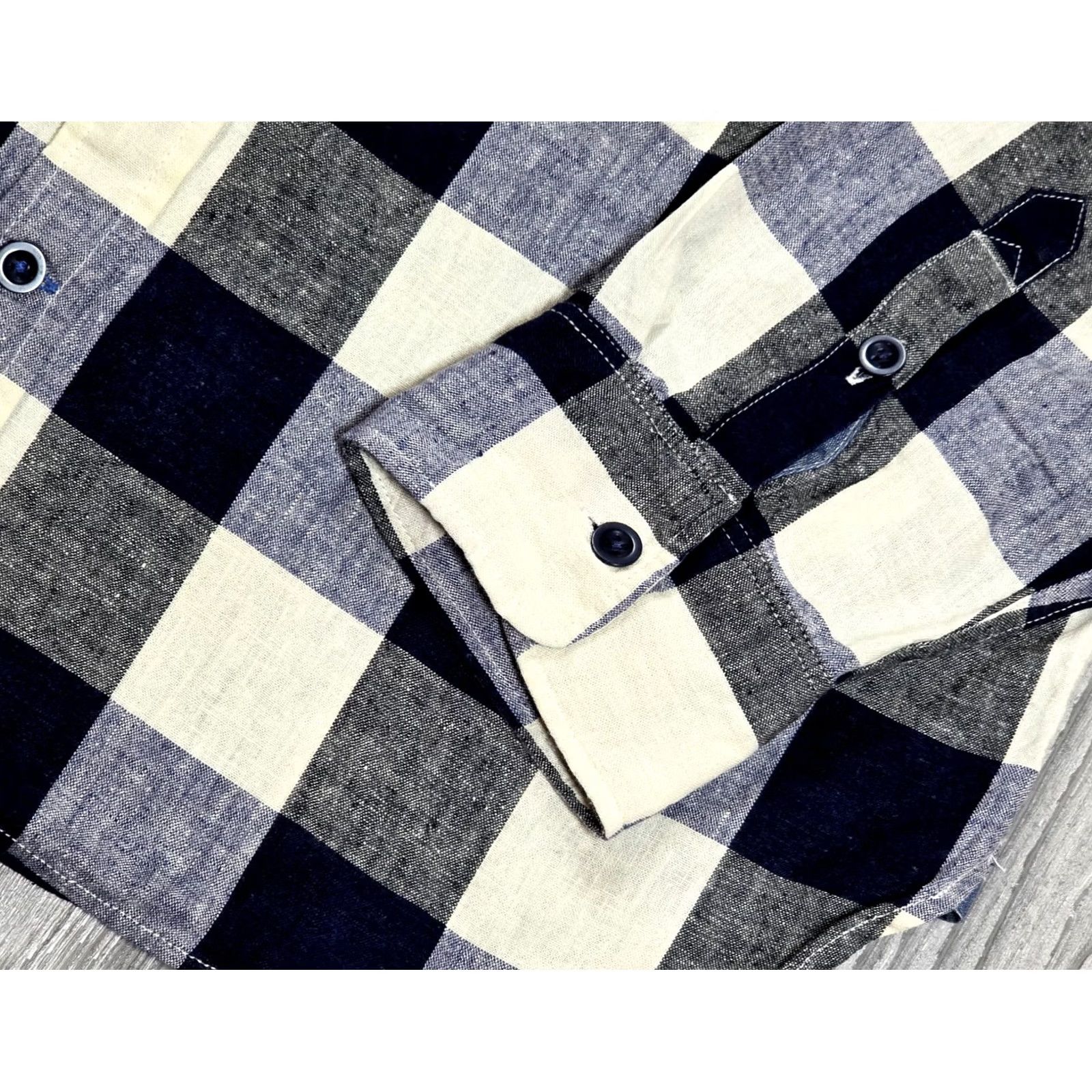 Gap Gap Button-Up Shirt Linen Blend Long Sleeve Blue White Check Gingham (L) Mens Casual Shirt Size US L / EU 52-54 / 3 - 5 Thumbnail