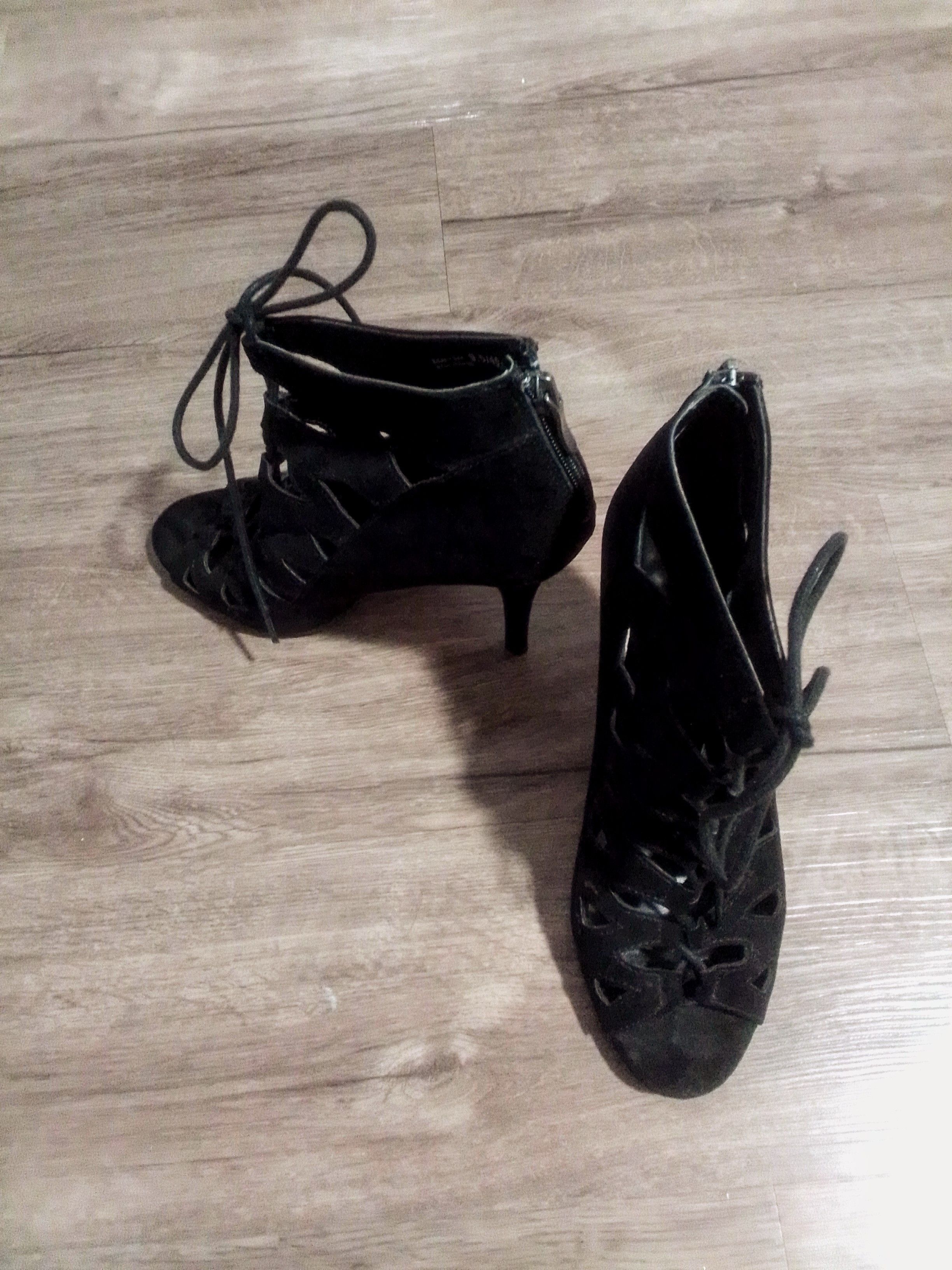 Chinese Laundry Elegant Chinese Laundry Black Open Toe Shoes with Lace Ups Size US 9.5 / IT 39.5 - 5 Thumbnail