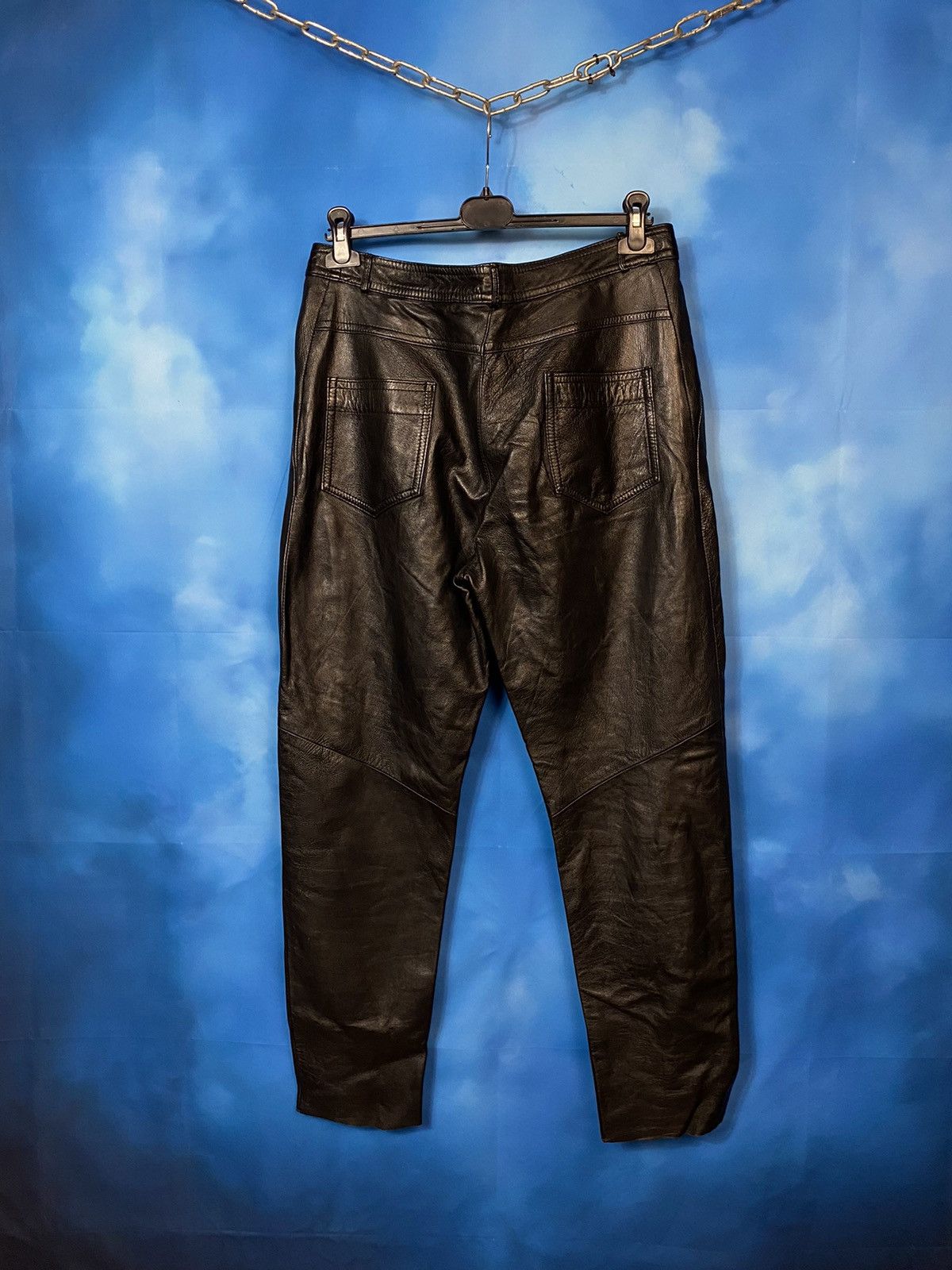 Japanese Brand × Leather × Vintage 🔥 VTG 80s LEATHER BIKER PANTS MCQUEEN STYLE Size US 33 - 6 Thumbnail