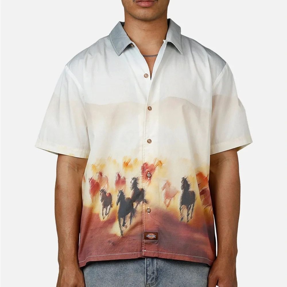 Dickies Dickie’s Running Wild Horse Print Short Sleeve Button Up Size US XL / EU 56 / 4 - 1 Thumbnail