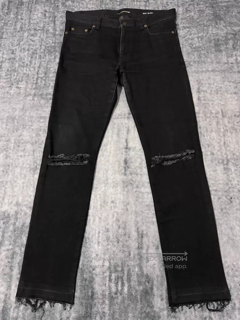 Saint Laurent Paris Saint Laurent Paris Fringed Hem Knee Cut Destroyed Denim J Size US 31 - 1 Thumbnail